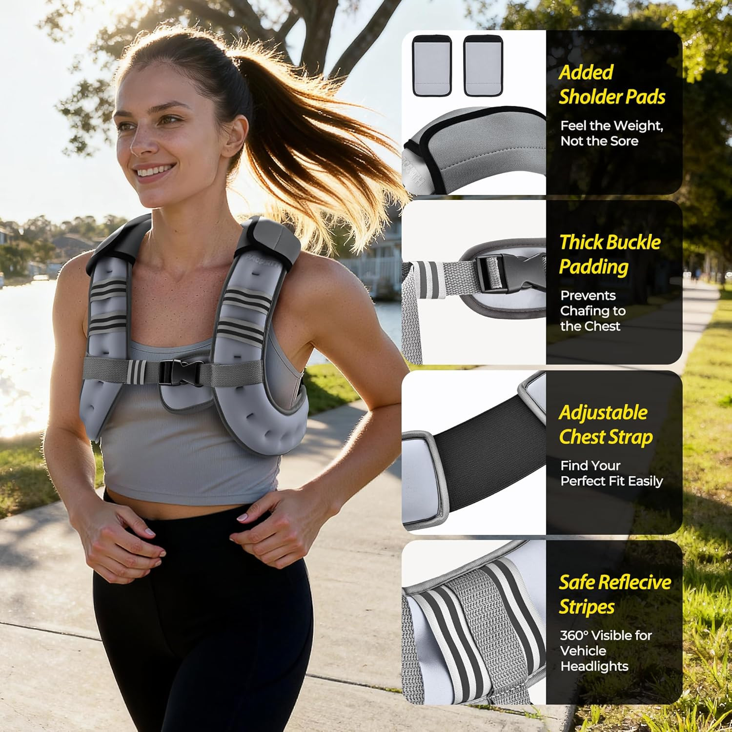 Weighted Vest,6Lb/8Lb/10Lb/12Lb/16Lb/20Lb/25Lb/30Lb Weight Vest with Reflective