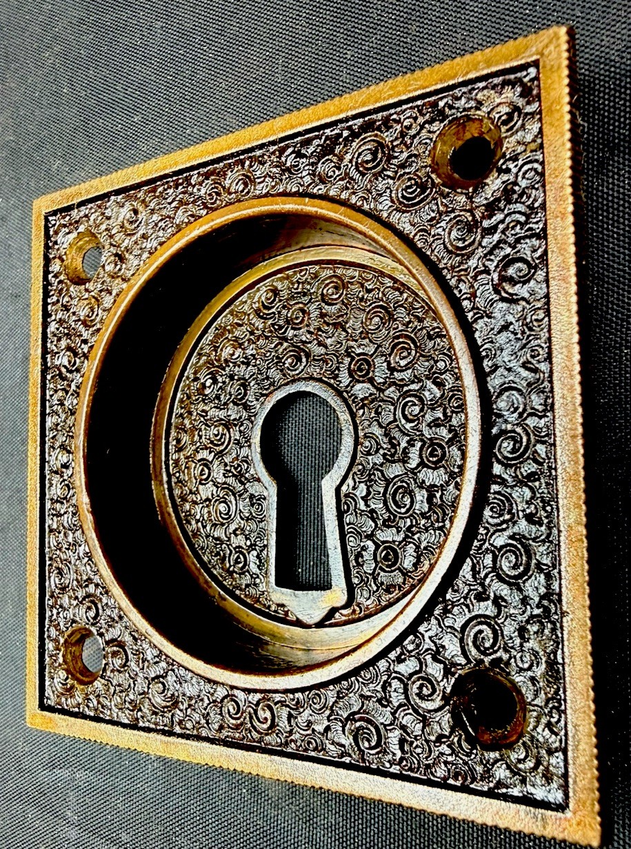 Russell and Erwin Amarat Damascene Victorian Pocket Door Sliding Door Set Square