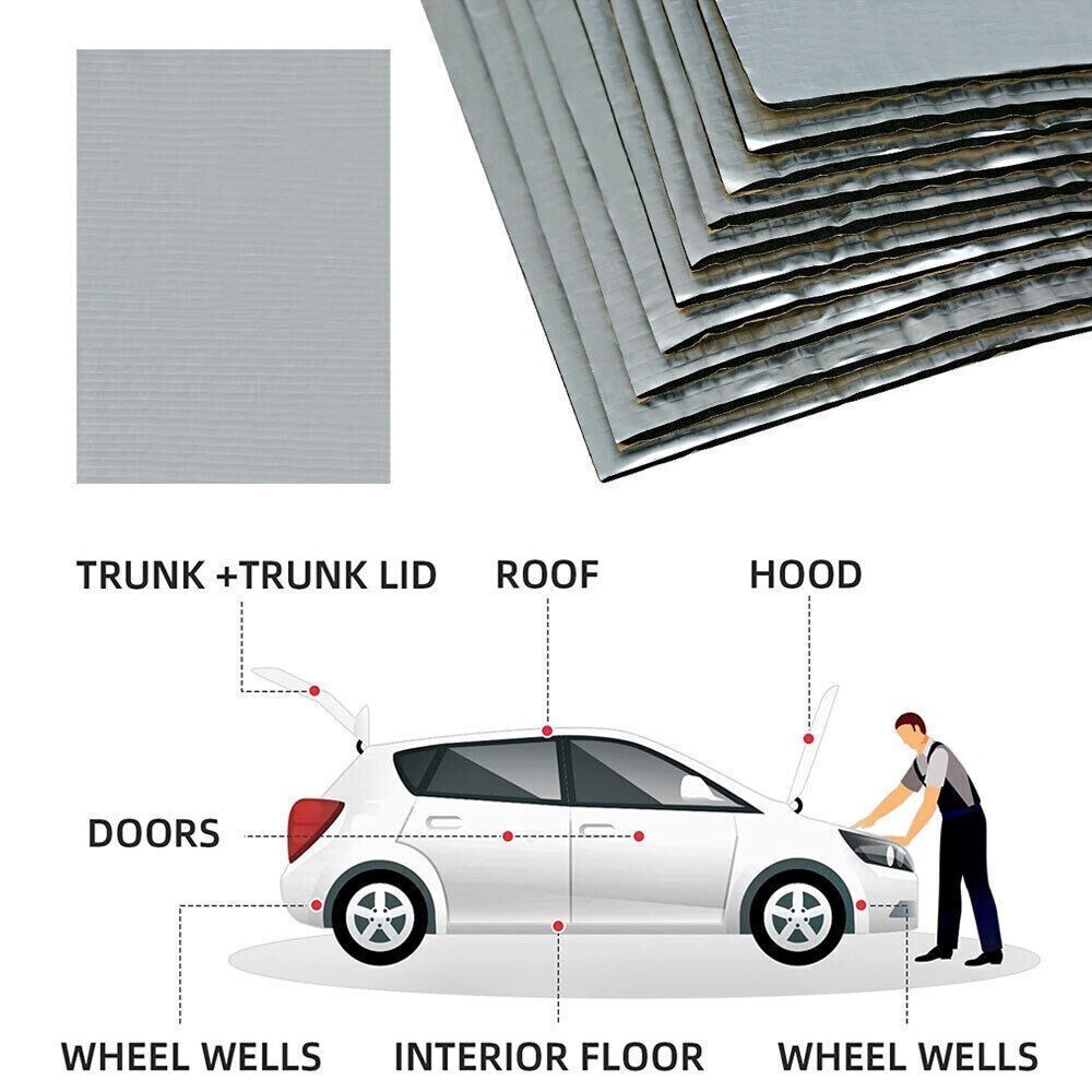 Heat Shield Sound Deadener Pad Car Firewall Thermal Noise Proof Insulation Mat
