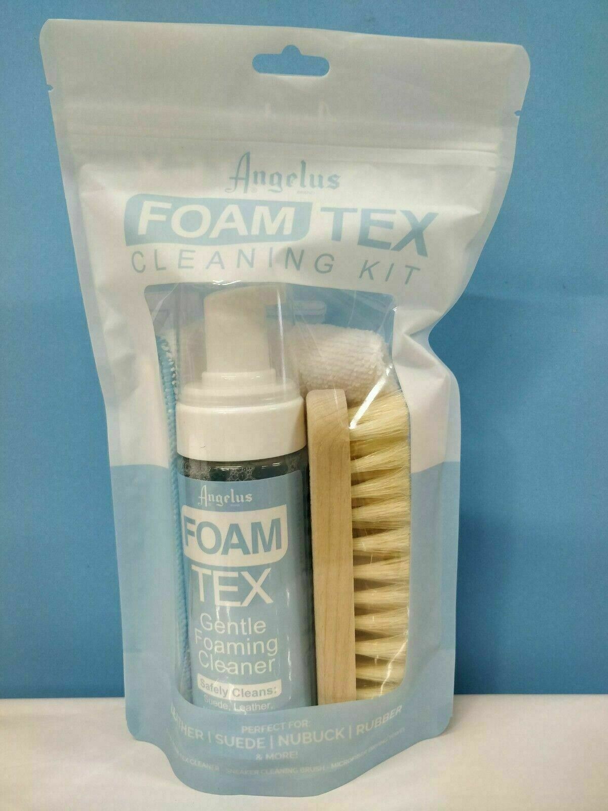 Angelus Foam Tex Sneaker Cleaning Kit Cleaner 5.7 oz liquid, Brush, and Towel