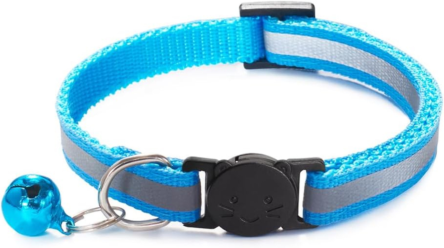 6 Pack Reflective Cat Collar with Bell, Breakaway and Safe Collars for Cats, Nyl