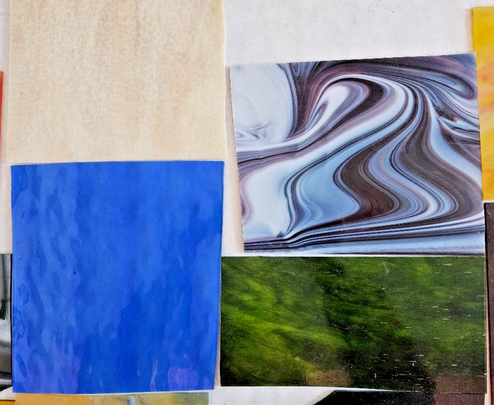 9 & 1/3 Pounds of Assorted Multicolor Stained-Glass Large Scraps/Sheets