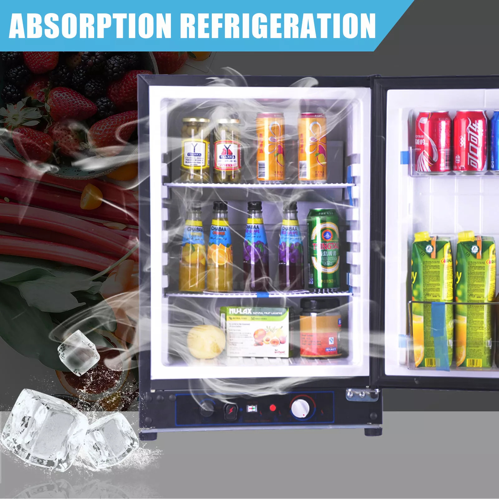 Smad Propane Fridge LPG 12V 3 Way 2.1 Cu.ft Outdoors Refrigerator Camping, RV