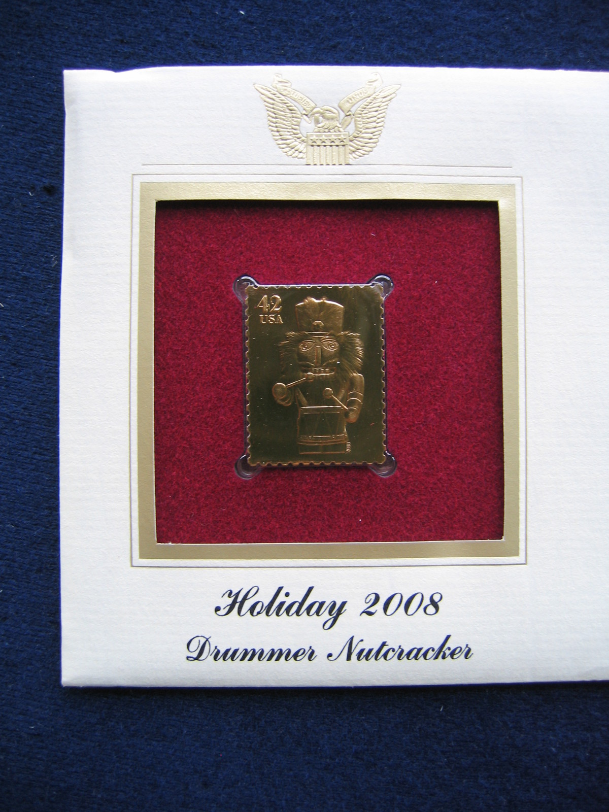 2008 Holiday Drummer Nutcracker Replica Gold Golden Cover Stamp