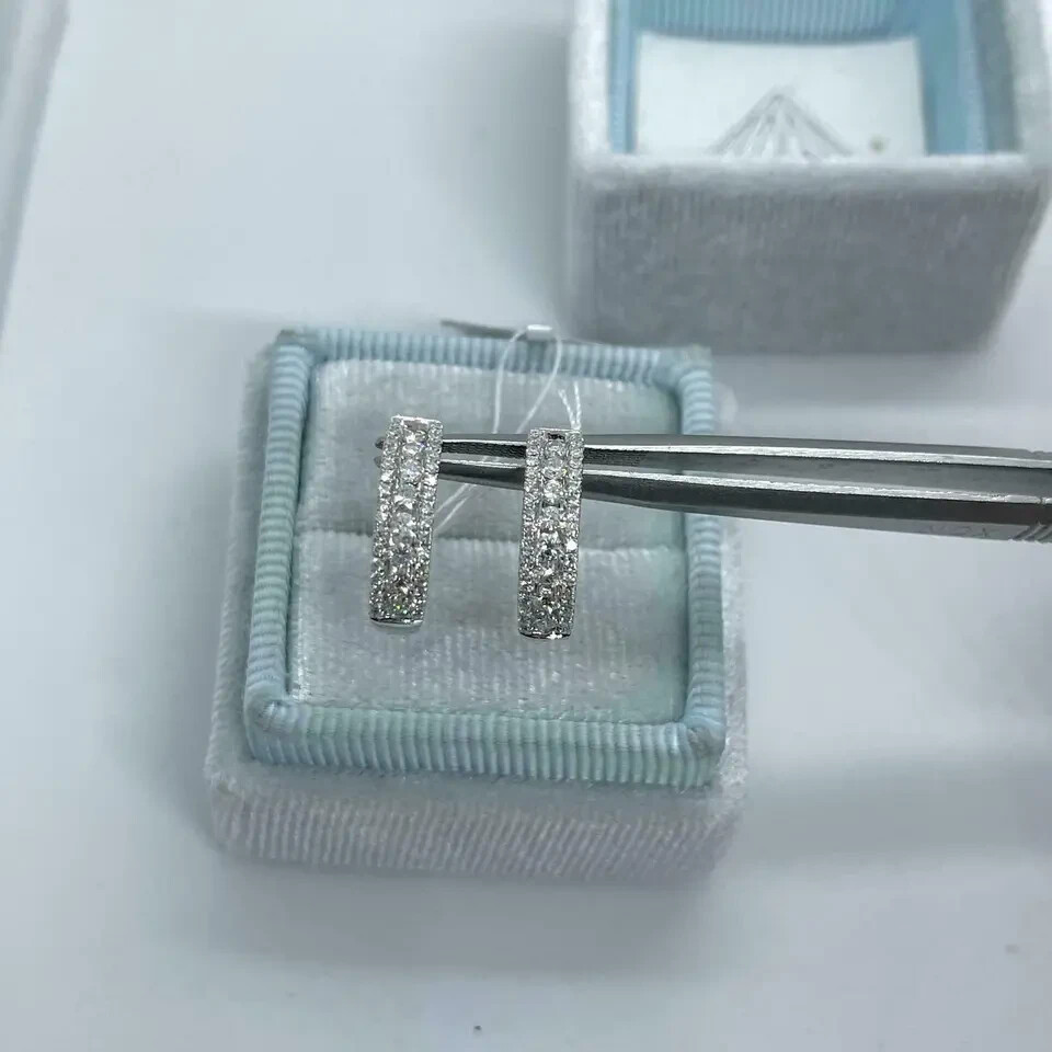 2Ct Lab Created D Diamond Three-Row Huggie Hoop Earrings 14K White Gold Over
