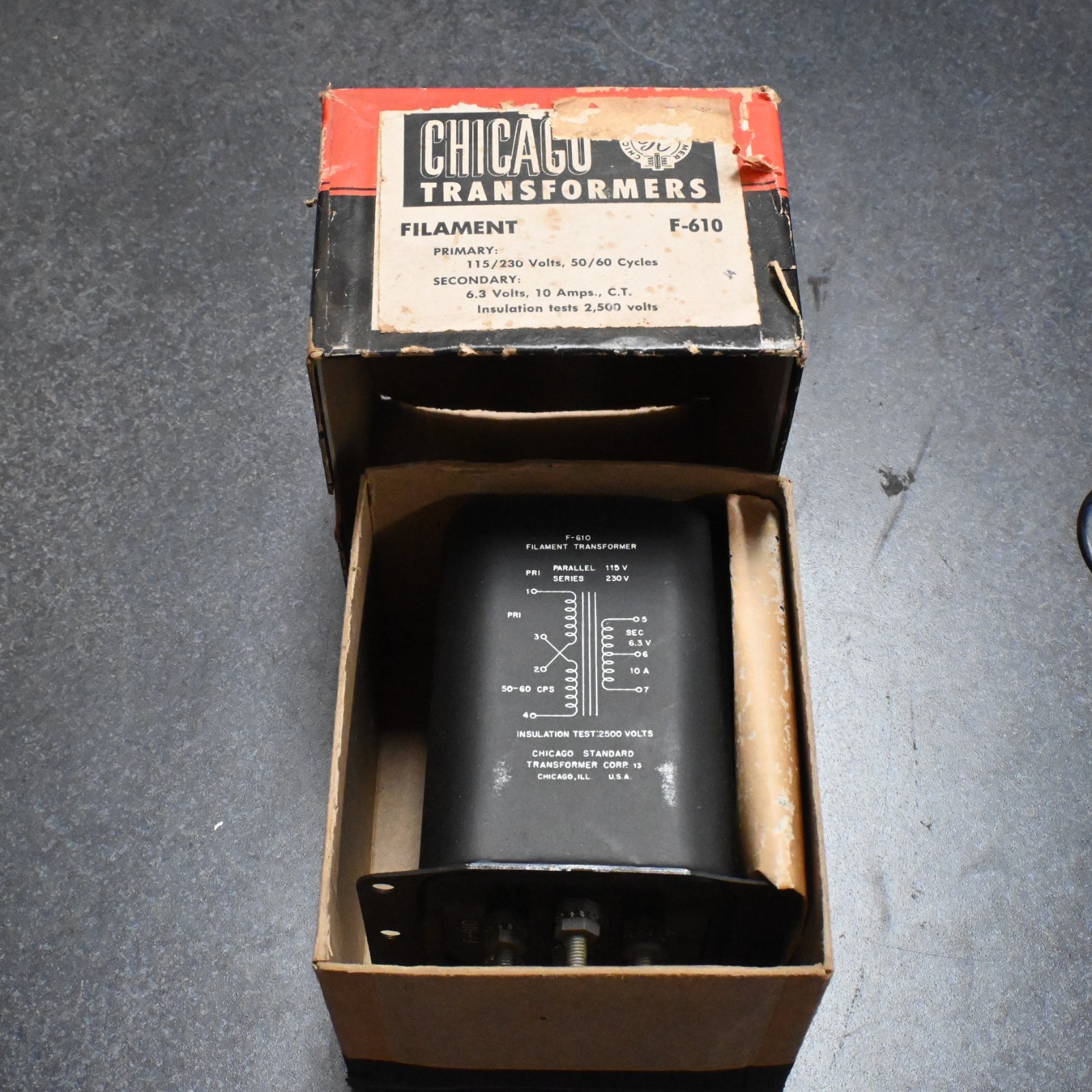 Chicago F-610 Filament Transformer NOS FREE SHIPPING
