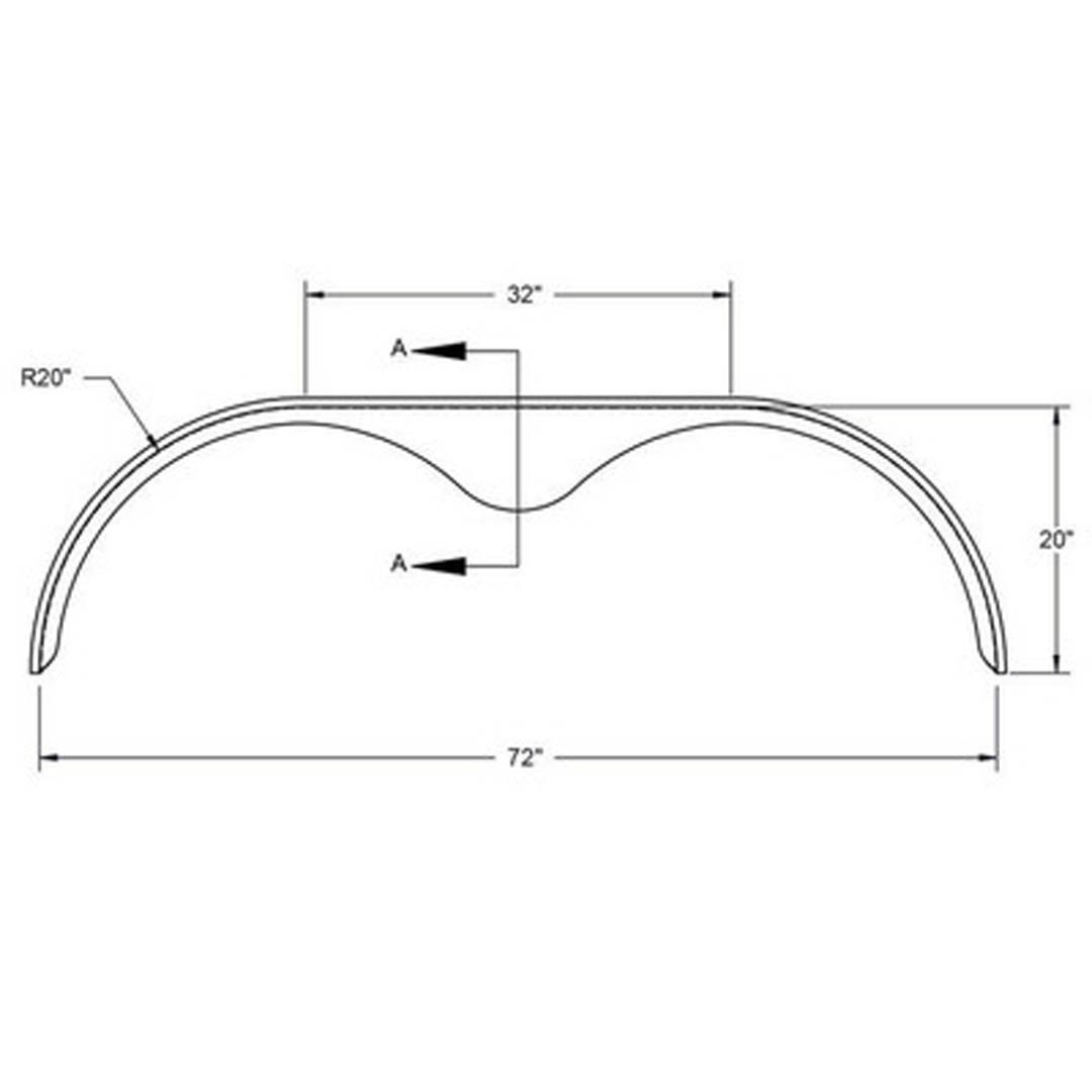 2 Pack - 72x2 Aluminum Treadplate Tandem Axle Teardrop Fender Flares