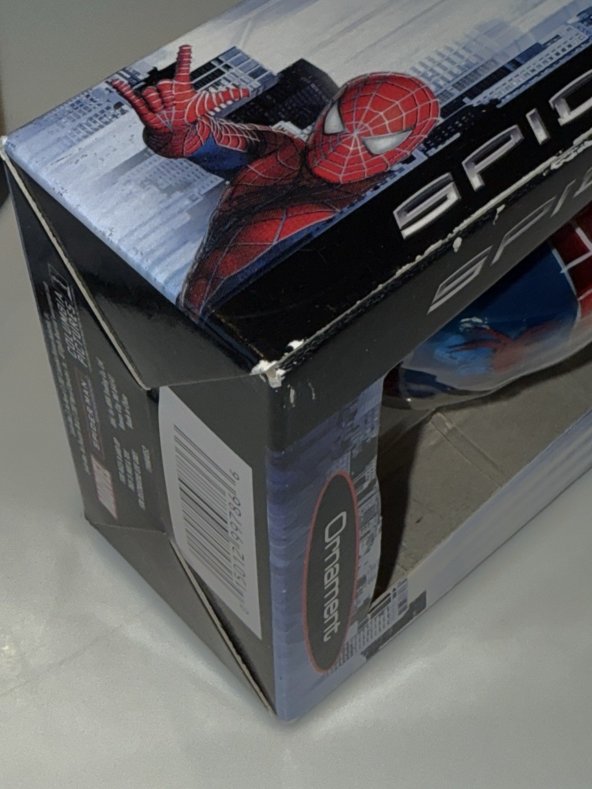 2007 Marvel Spiderman 3 Movie Glass Ornament Hanging Upside Down NOS NEW Boxed