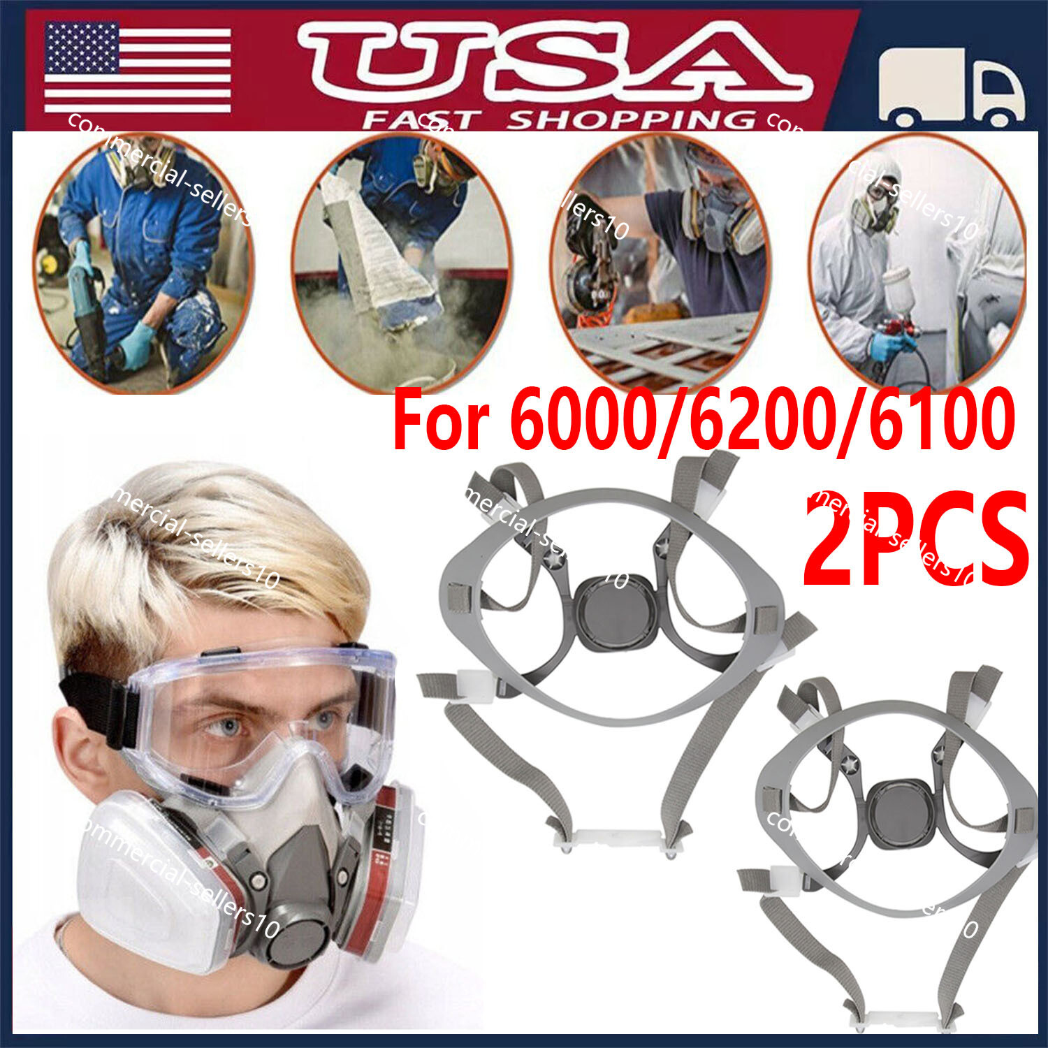 2PCS Replacement Head Harness Assembly 6281 for 6000 series 3M 6191 6291 6391