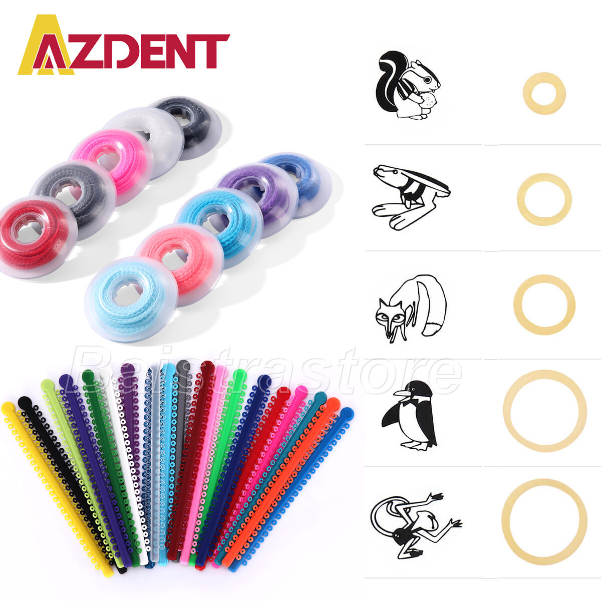 Dental Orthodontic Elastics Chain latex Elastic Ligature Ties Bands for Brackets