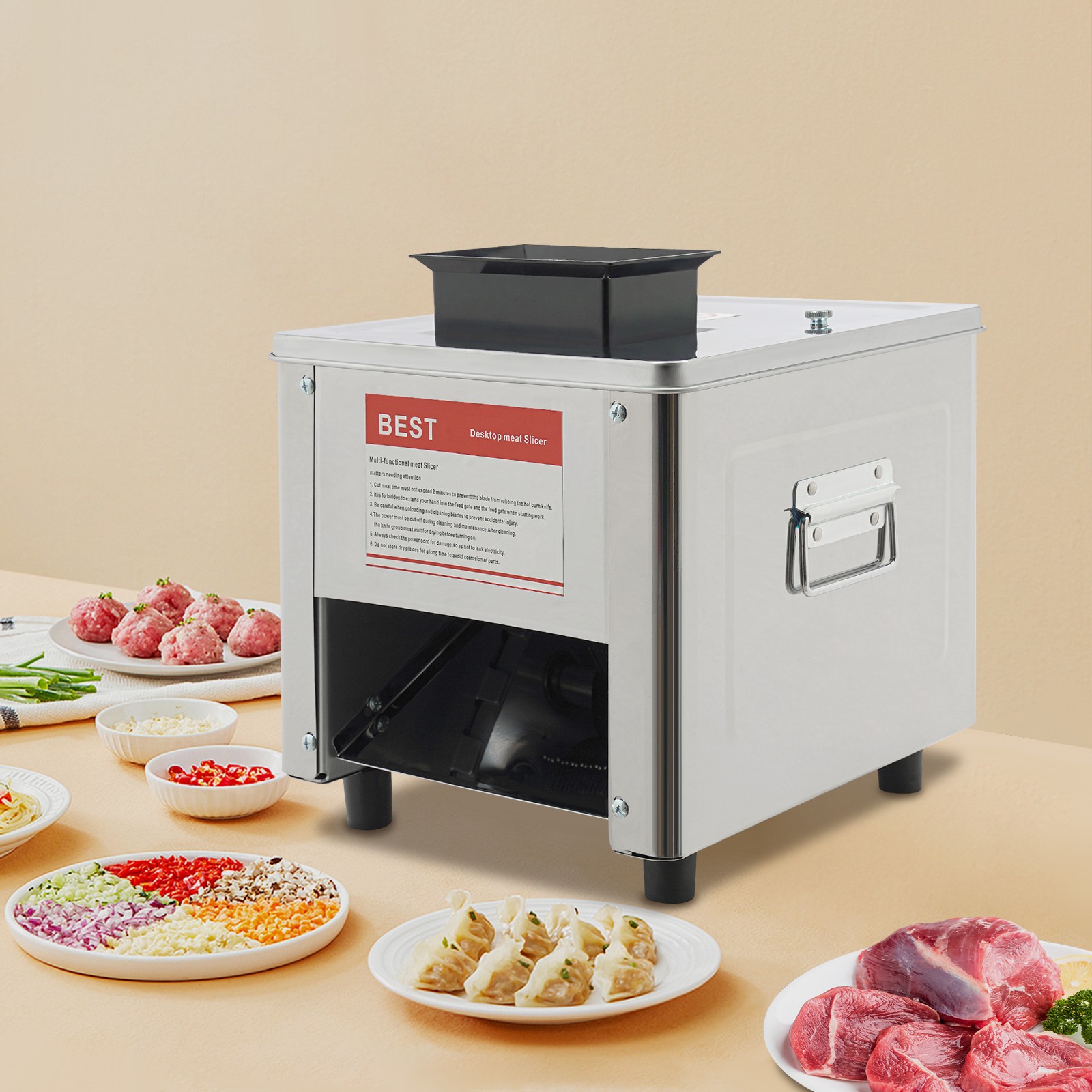 Meat Cutting Machine 150Kg/H Electric Meat Cutter Slicer 10mm Blade 850W 110V