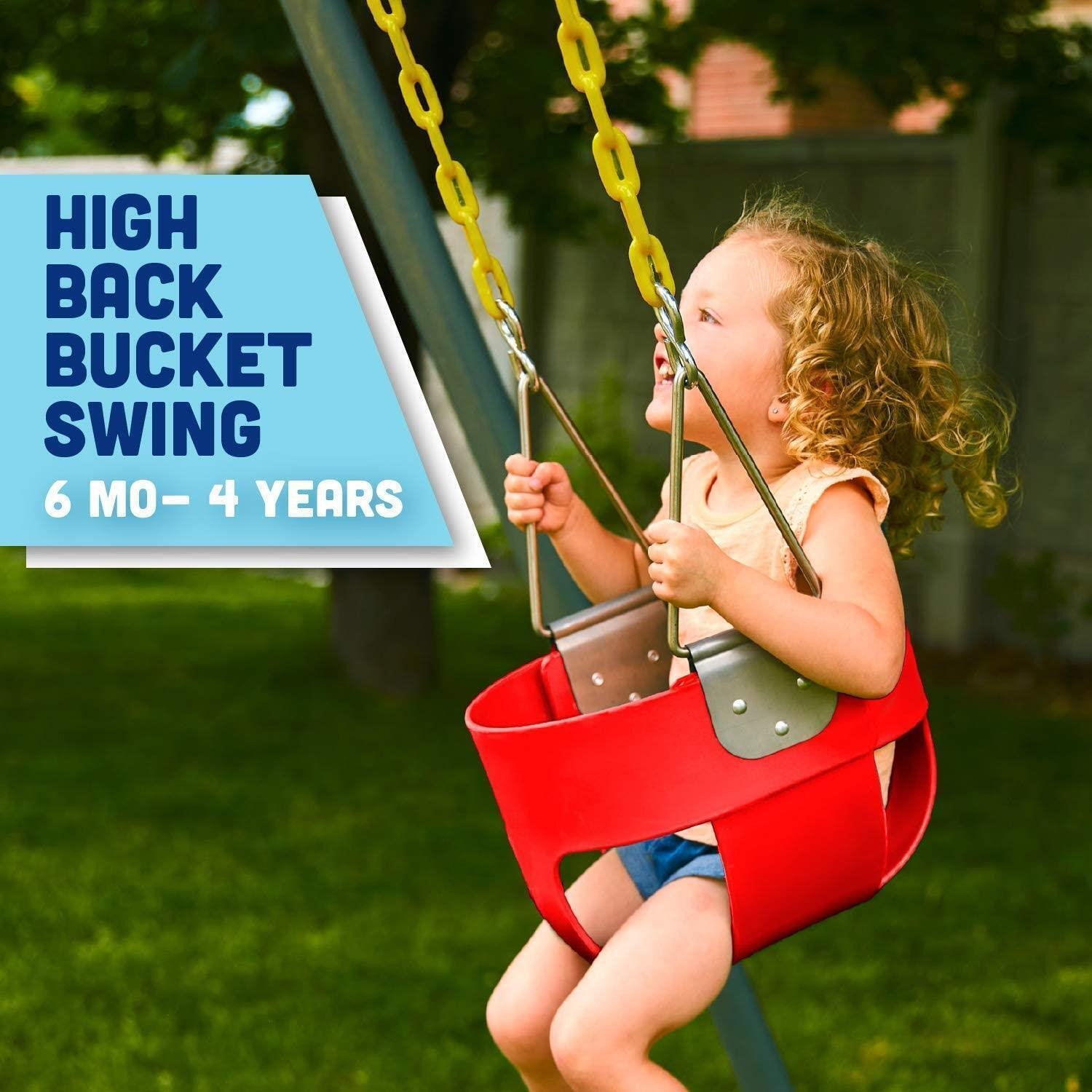 LALAHO Heavy-Duty High Back Full Bucket Toddler Swing Seat with Chain Assembled