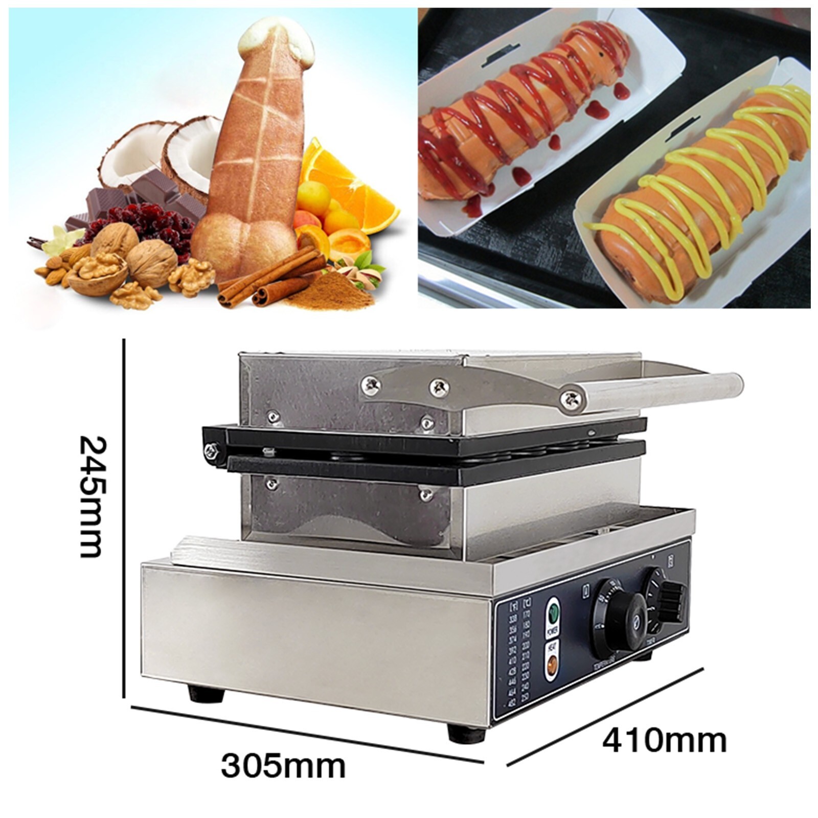 Kolice Commercial Strange Shape Waffle Stick Maker Waffle Machine-4 Sticks