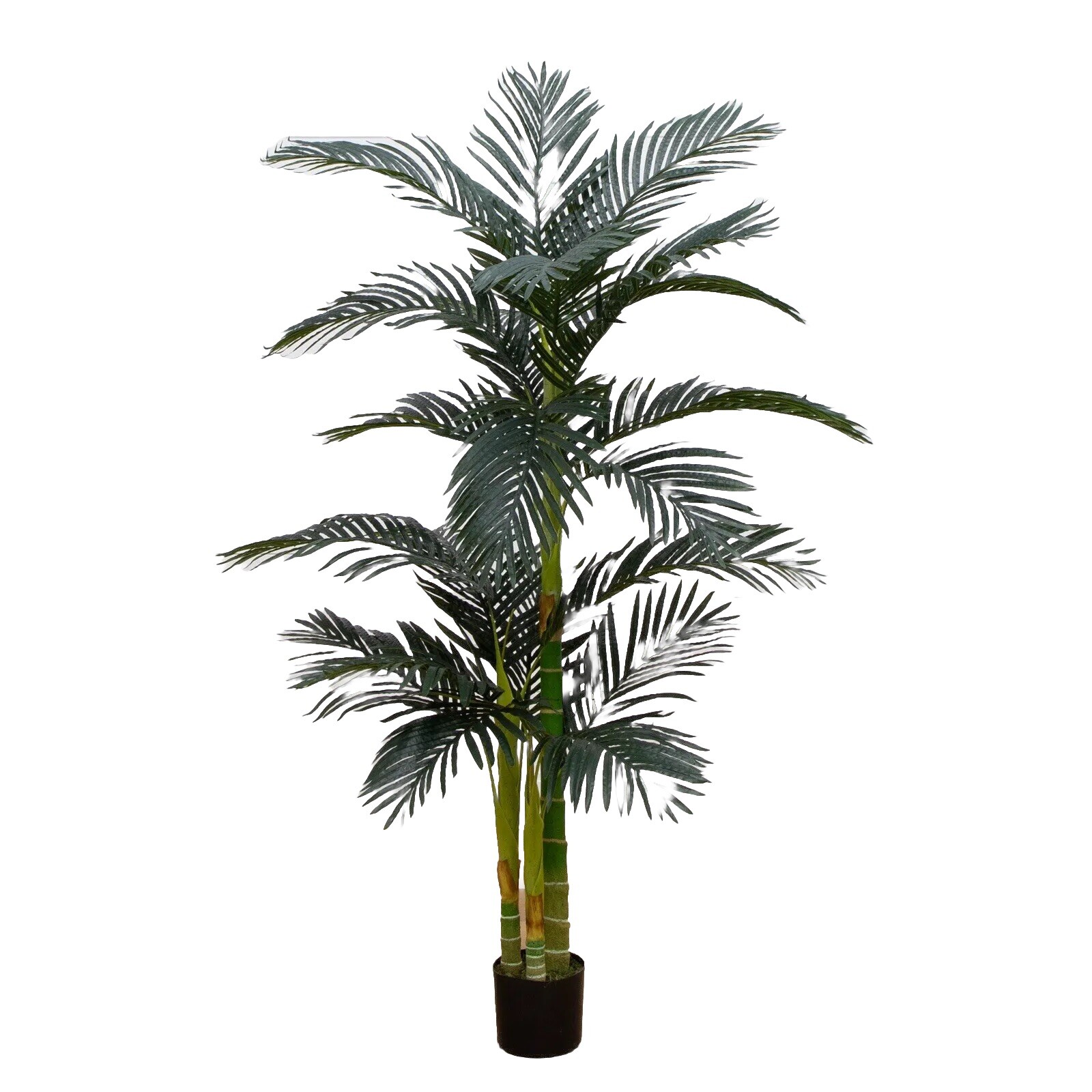 6.5’ Triple Trunk Golden Cane Artificial Palm Tree Home Decor.