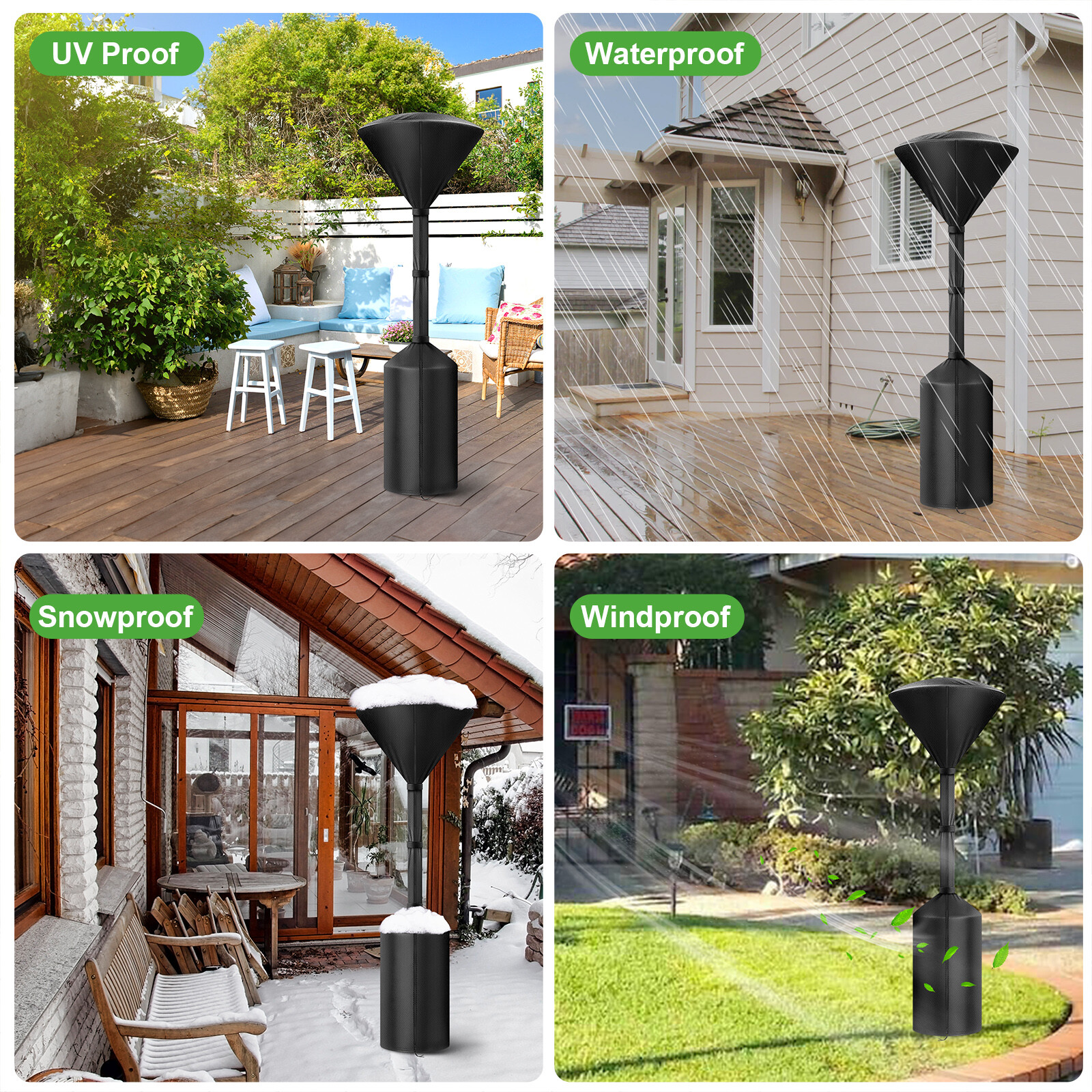 Patio Heater Cover, Heavy Duty Waterproof Outdoor Heater Protector with Zipper