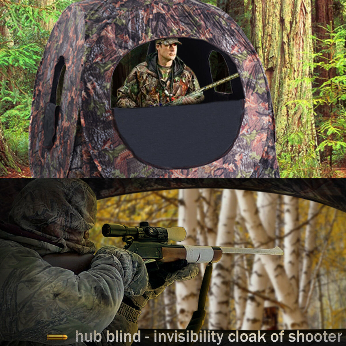 Portable Hunting Blind Pop Up Ground Camo Weather Resistant Hunting Enclosure