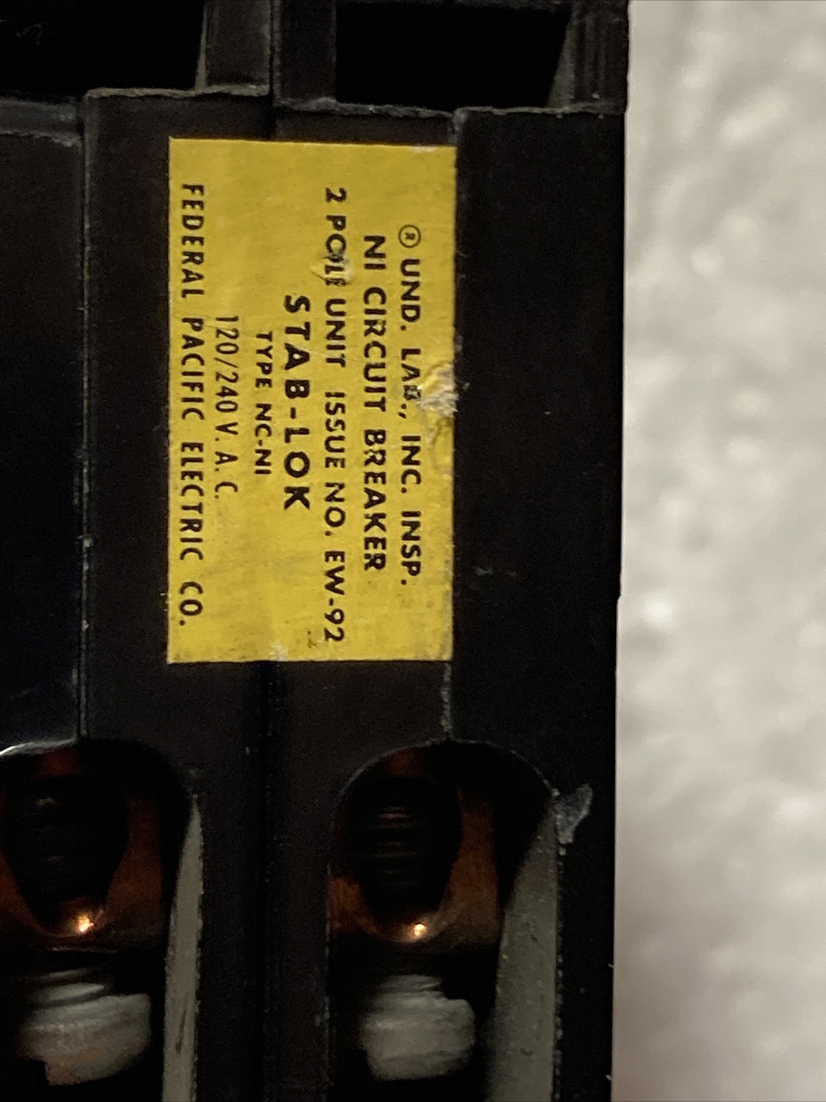 FPE Federal Pacific 30 Amp 2 Pole NC230 Stab-Lok Breaker Mini THIN NC red handle