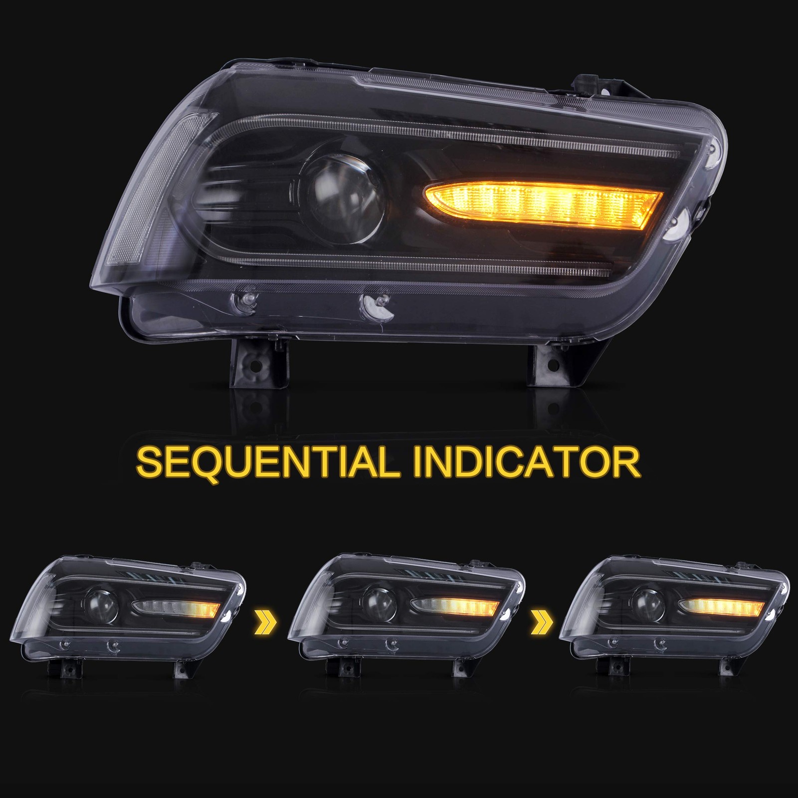 Headlight Assembly Compatible with Dodge Charger 2011-2014 LED Headlamp