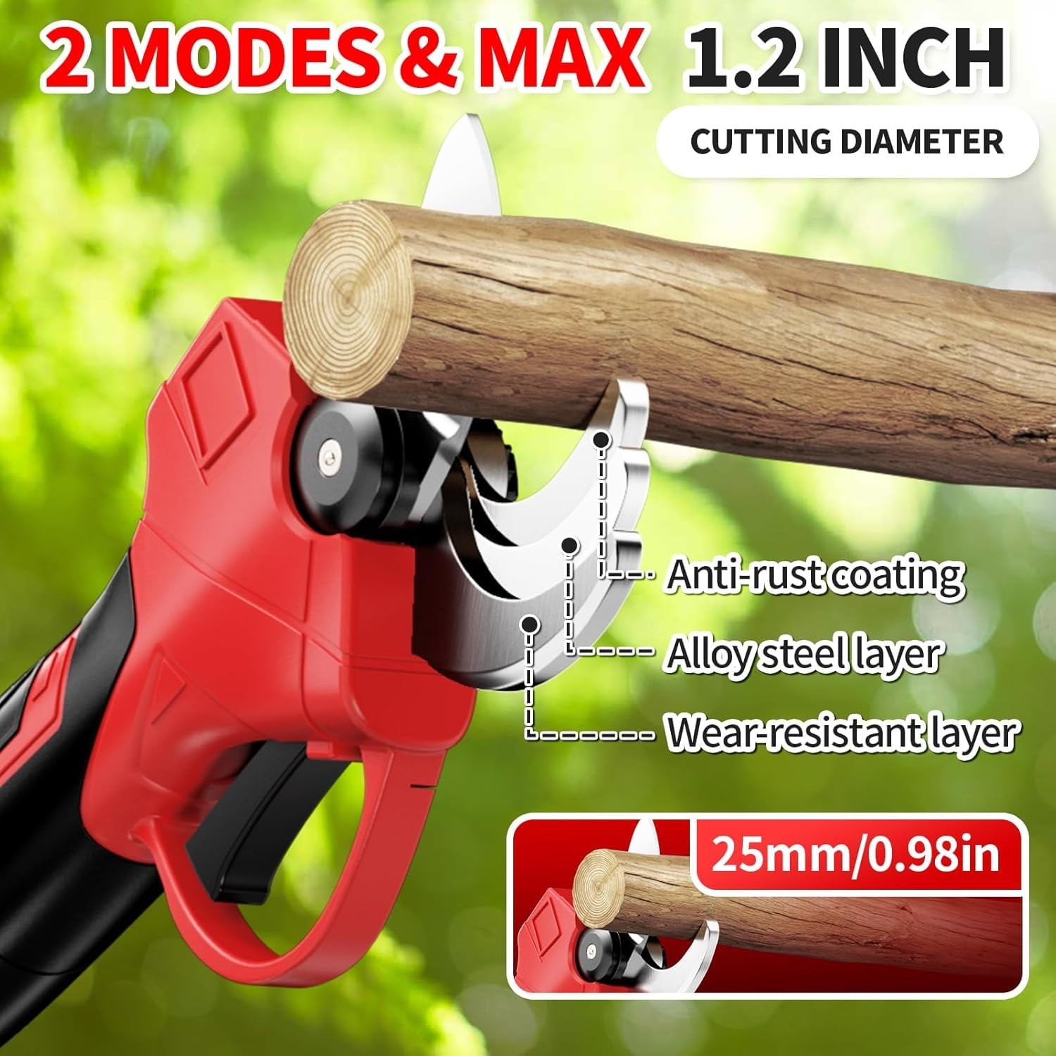 21V Electric Pruning Shears 2Pcs Motor Rechargeable Batteries Pruner LCD Display