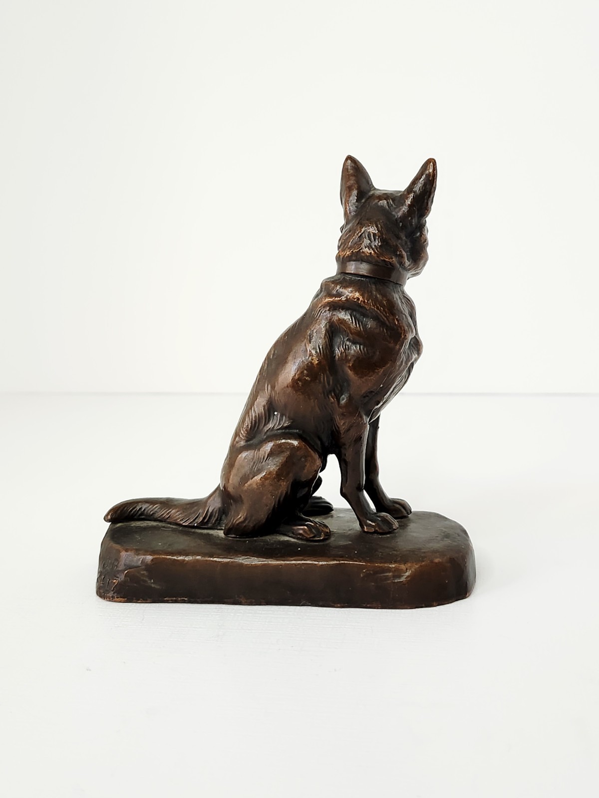 Antique Jennings Brothers Bronze Metal German Shepard Figurine JB 2417