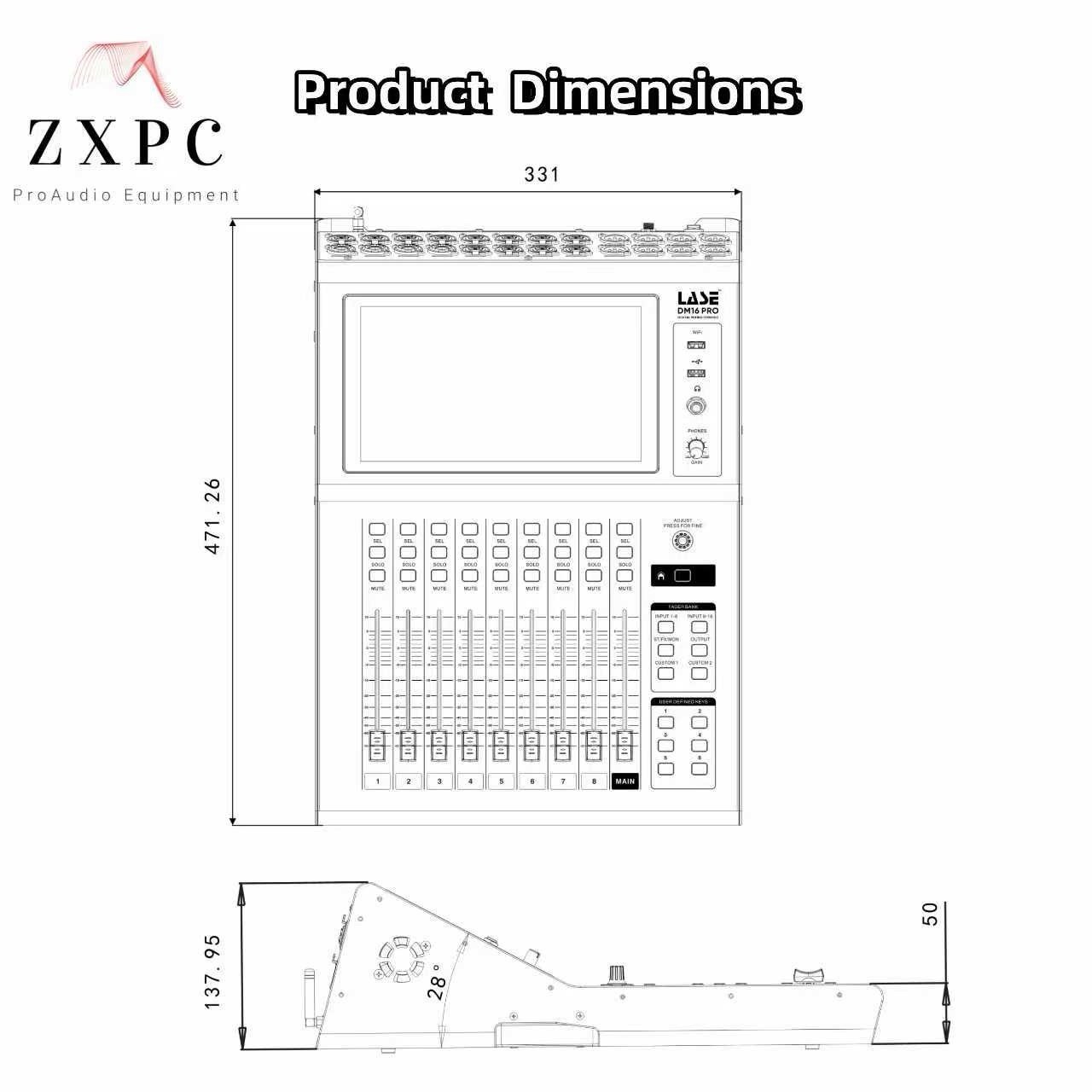 LASE DM16 PRO Multi-Functional Digital Mixing Console W/ 8 Effects 8 XLR Output