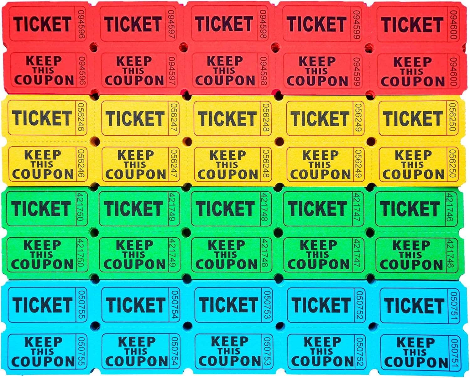 2000 Pcs 1000 Pairs Raffle Tickets, 50/50 Double Raffle Tickets, 250 Double Tick