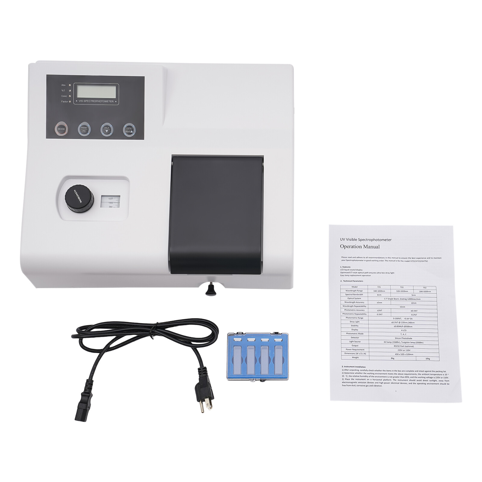 Digital Visible Spectrophotometer 350-1020nm Laboratory Spectrometer Equipment