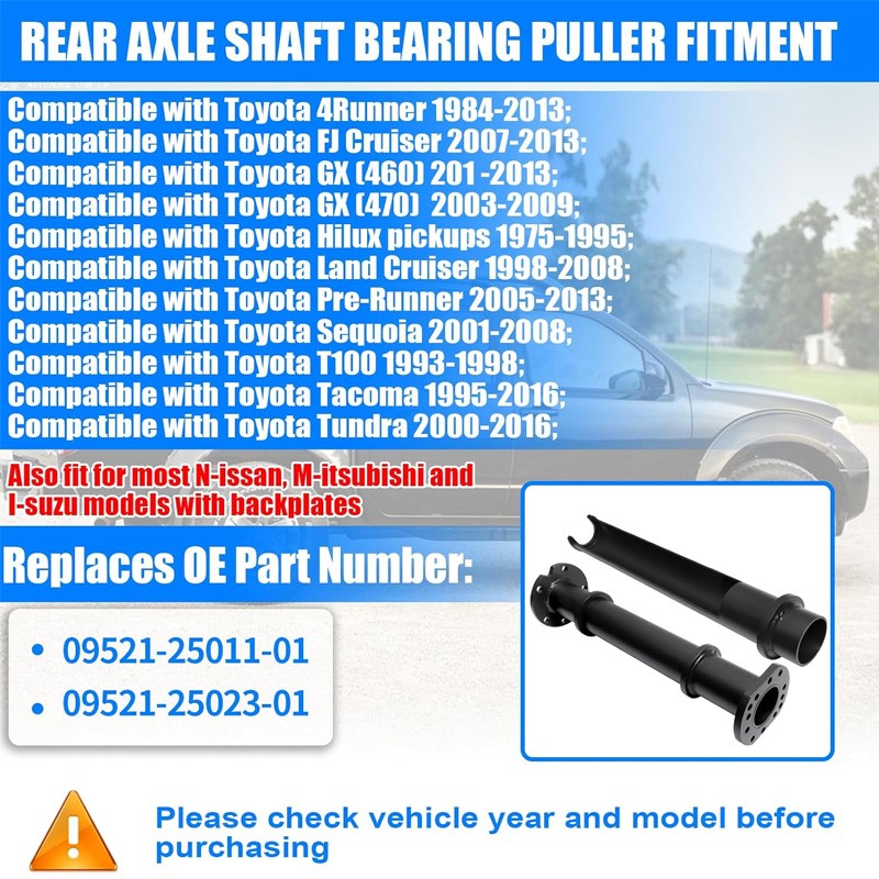 Rear Axle Bearing Removal Puller Tool For Nissan Toyota pickups Tacoma Lexus GX