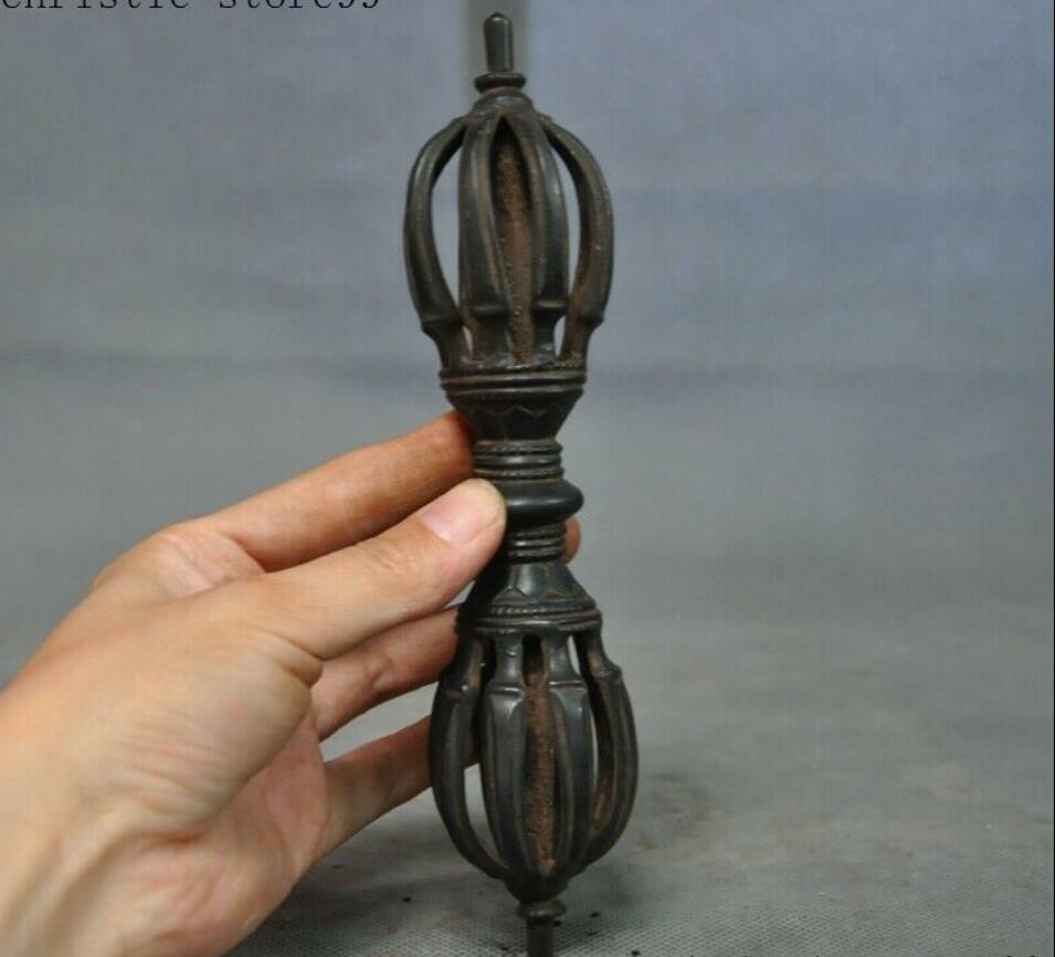 Old Tibet Tantra Buddhism Temple Bronze Exorcism Pray Dorje Vajra Phurpa Dagger