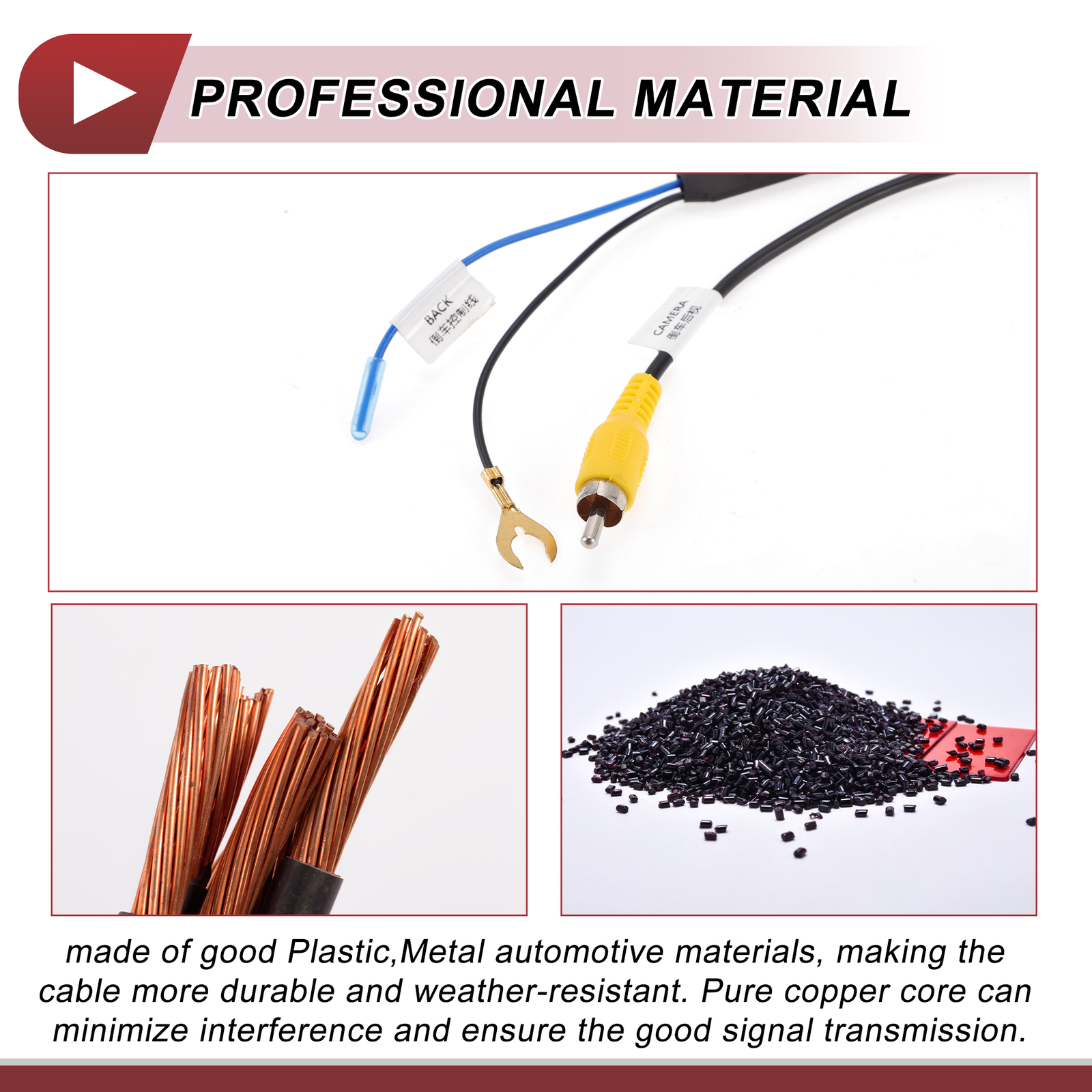 Reverse Rear View Camera Adapter Wire Harness Cable Single Custom for Hyundai