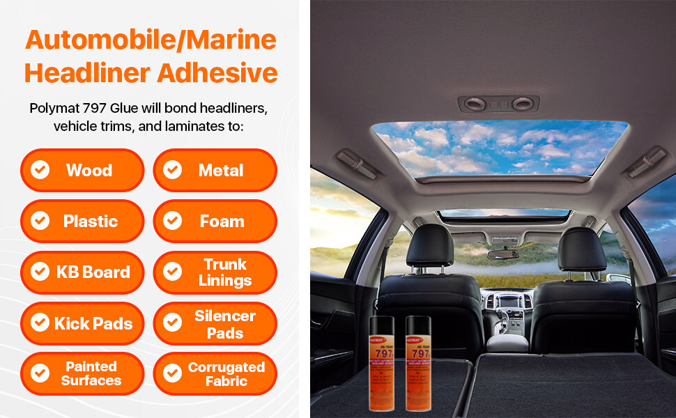 Polymat 797 High-Temp Adhesive Automotive Vehicle RV HEADLINER GLUE [160F]