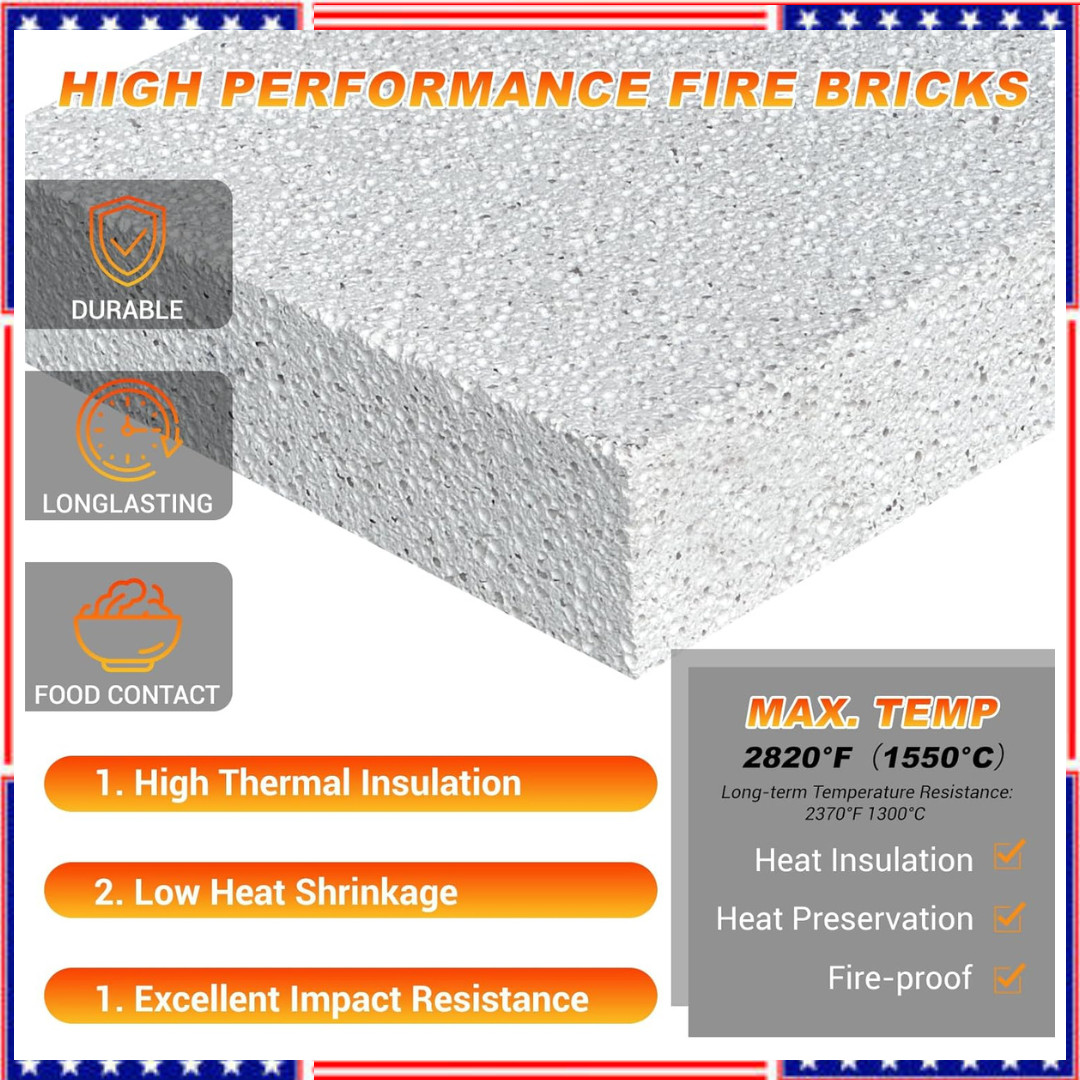 12 Pack Fire Bricks High Temp Insulated Firebrick for Wood Stove Fireplace