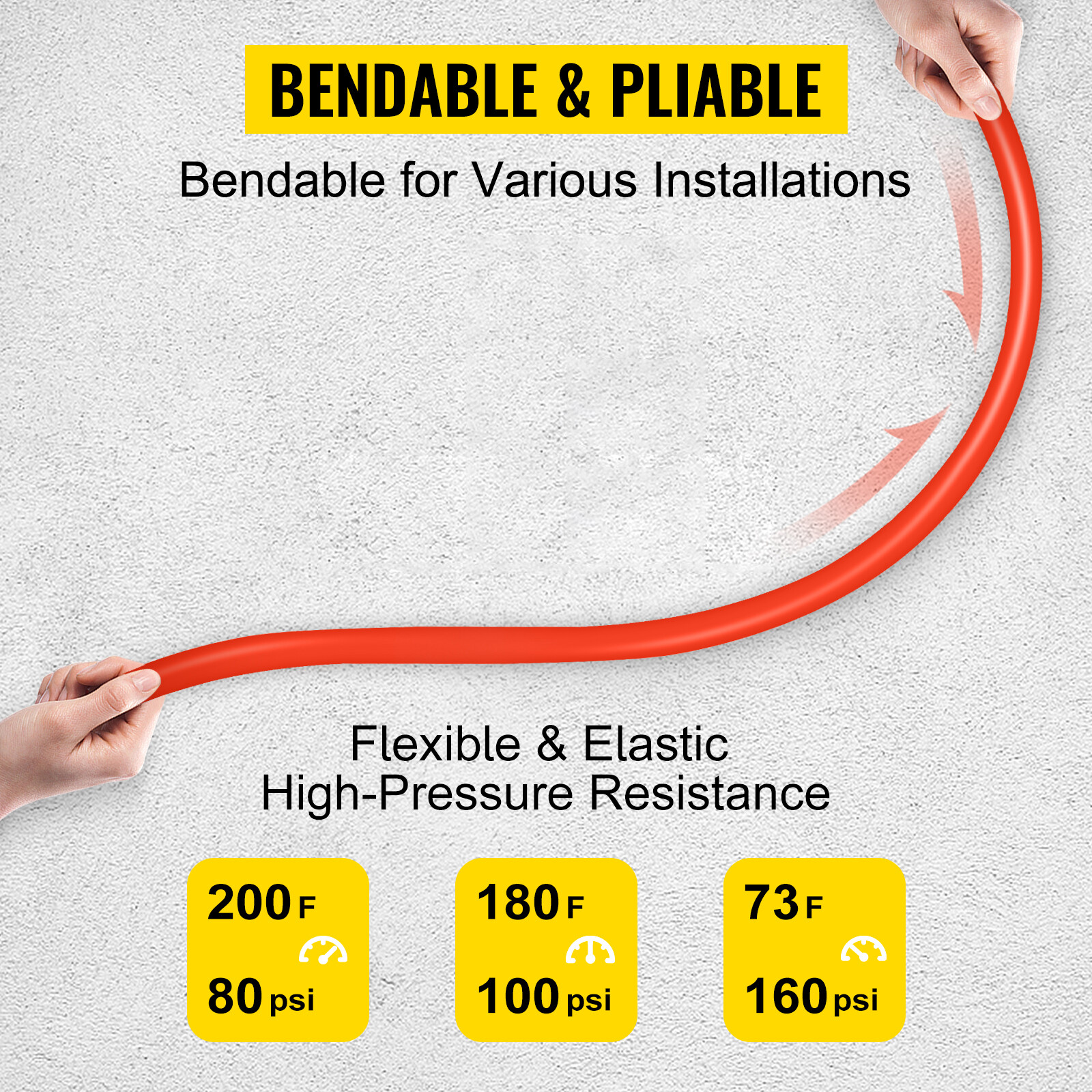 VEVOR 1/2" x 1000ft Pex Tubing Pex Pipe Oxygen Barrier Red Radiant Floor Heating