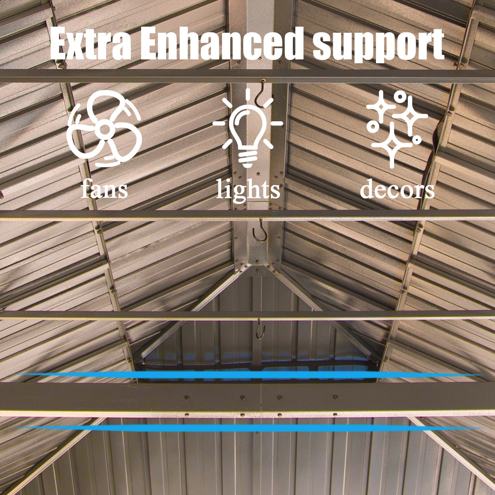 14' x 24' Outdoor Hardtop Gazebo Aluminum Brown Frame w/Sidewalls Double Roof