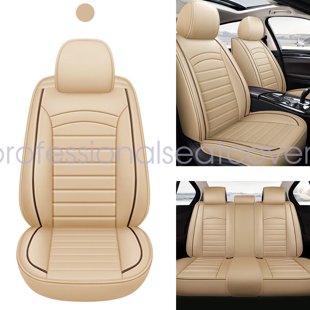 For Lexus Leather Car Seat Covers 5-Seats Front Rear Full Set Protectors Pad Tan
