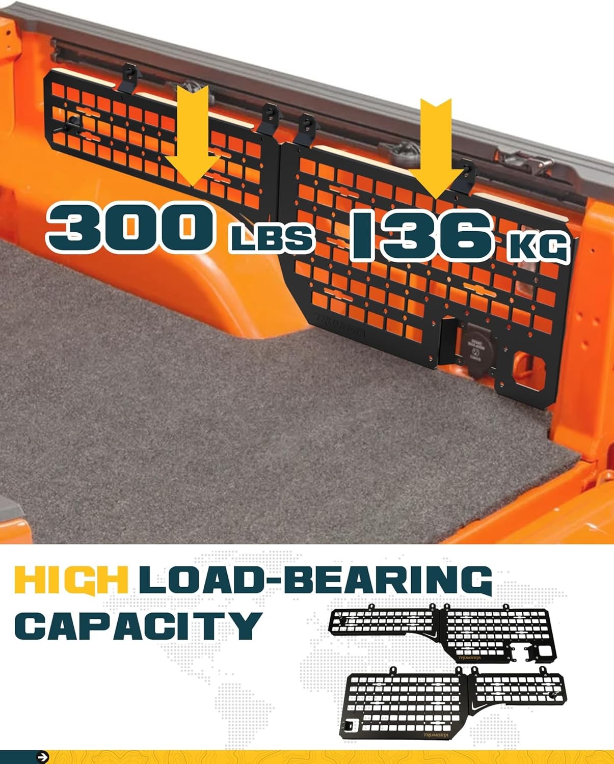 Side Bed MOLLE Panel for 5' Jeep Gladiator 2020-2025 Bed MOLLE Panel Storage