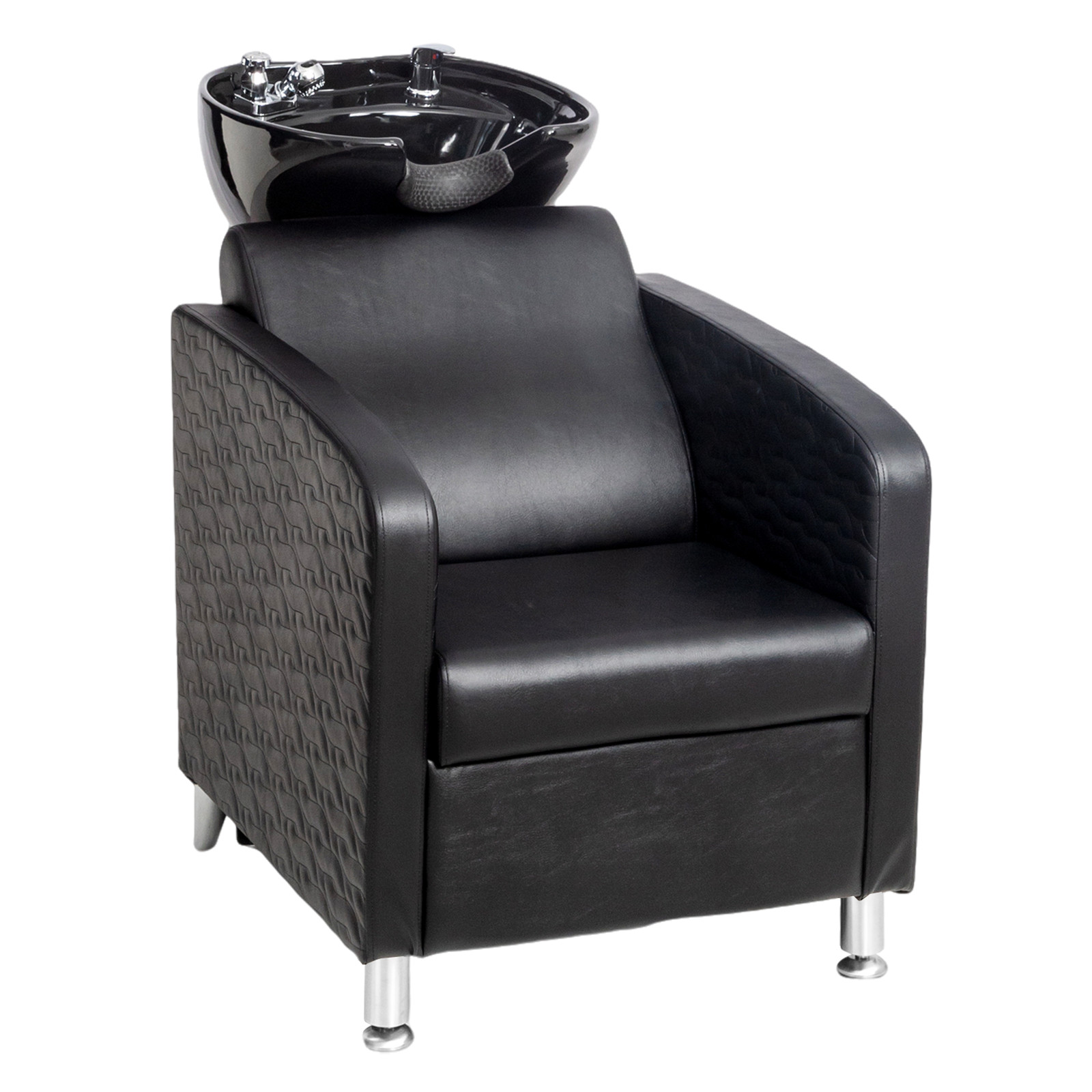 Professional Salon Shampoo Chair and Bowl Set - Extra Wide Seat, Porcelain Sink