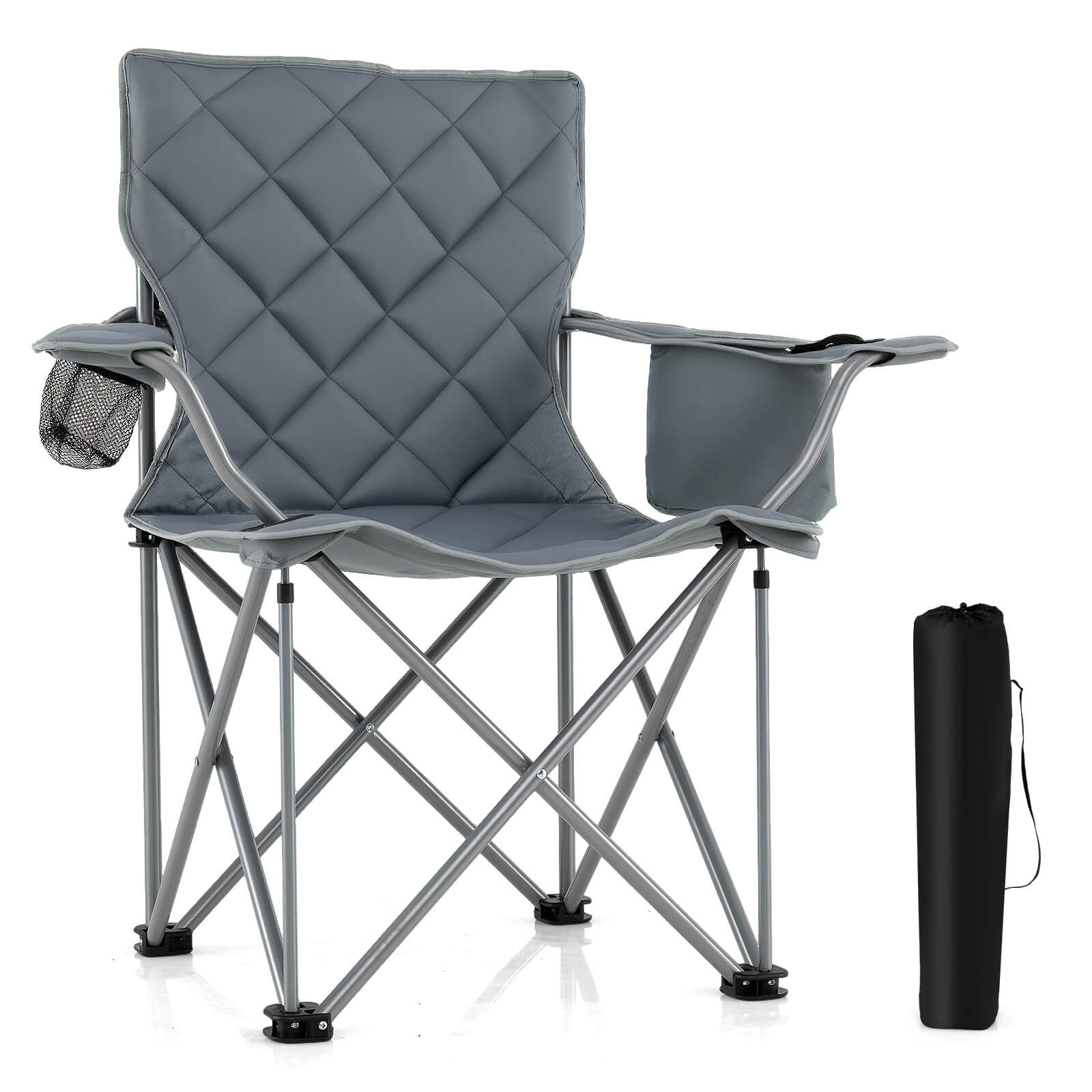 Oversized Camping Chairs Heavy Duty Outdoor Folding Chair w/Cooler Pouch
