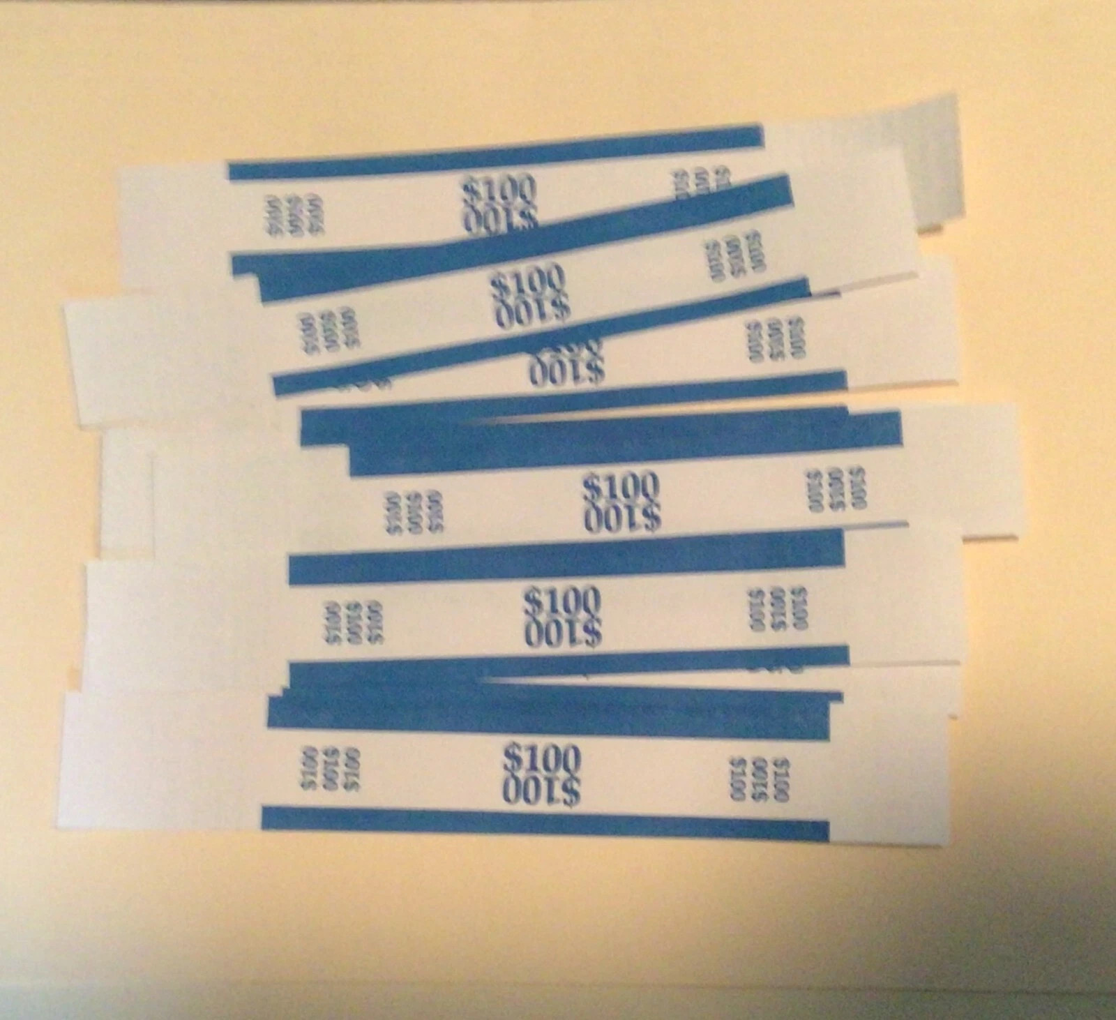 25 - $100 Self-Adhesive Currency Straps / Color Coded Money Paper Bands