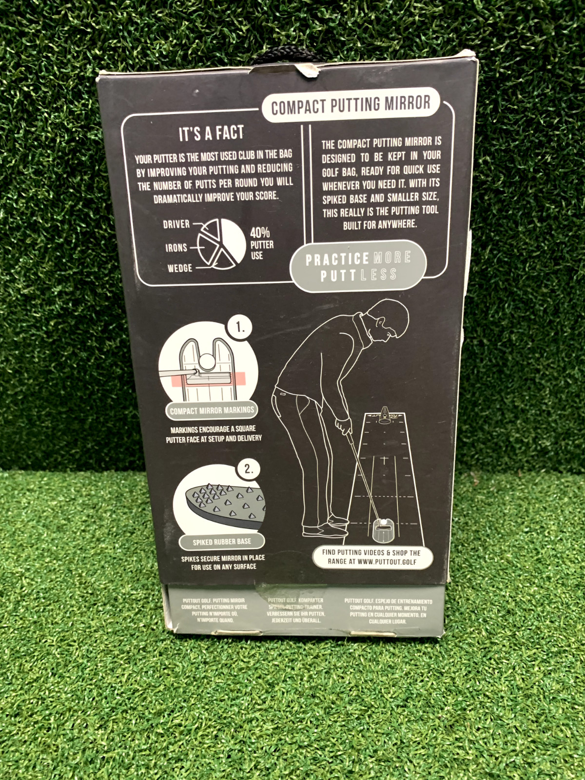 NEW PuttOut Unisex Compact Putting Mirror, Silver, One Size