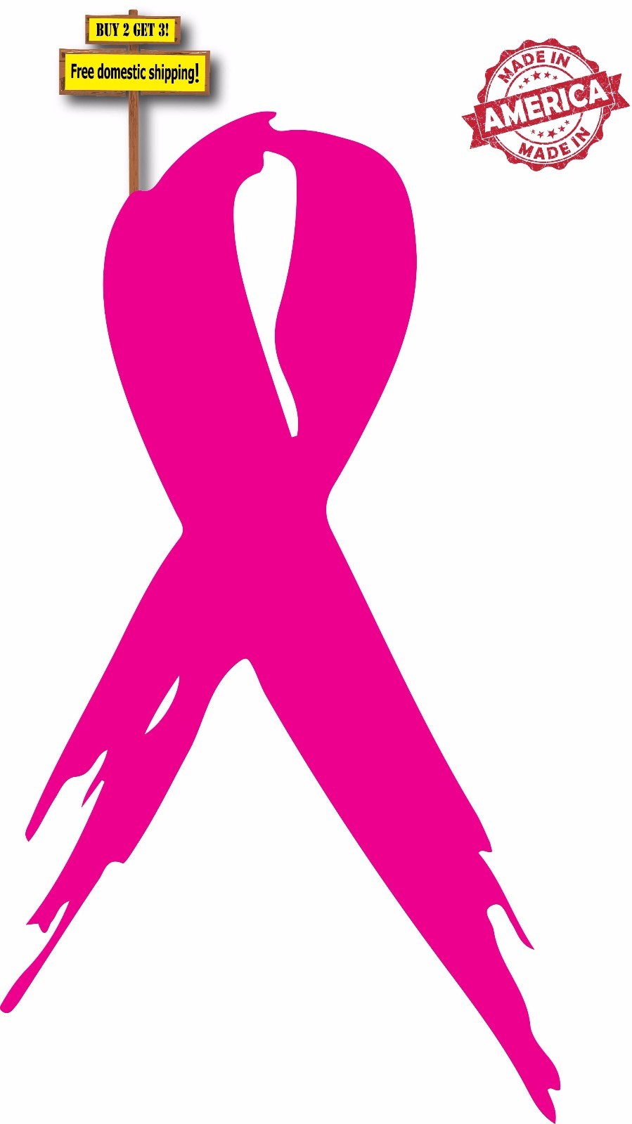 Pink Breast Cancer Awareness Ribbon Sticker Die Cut Decal Made in USA p321