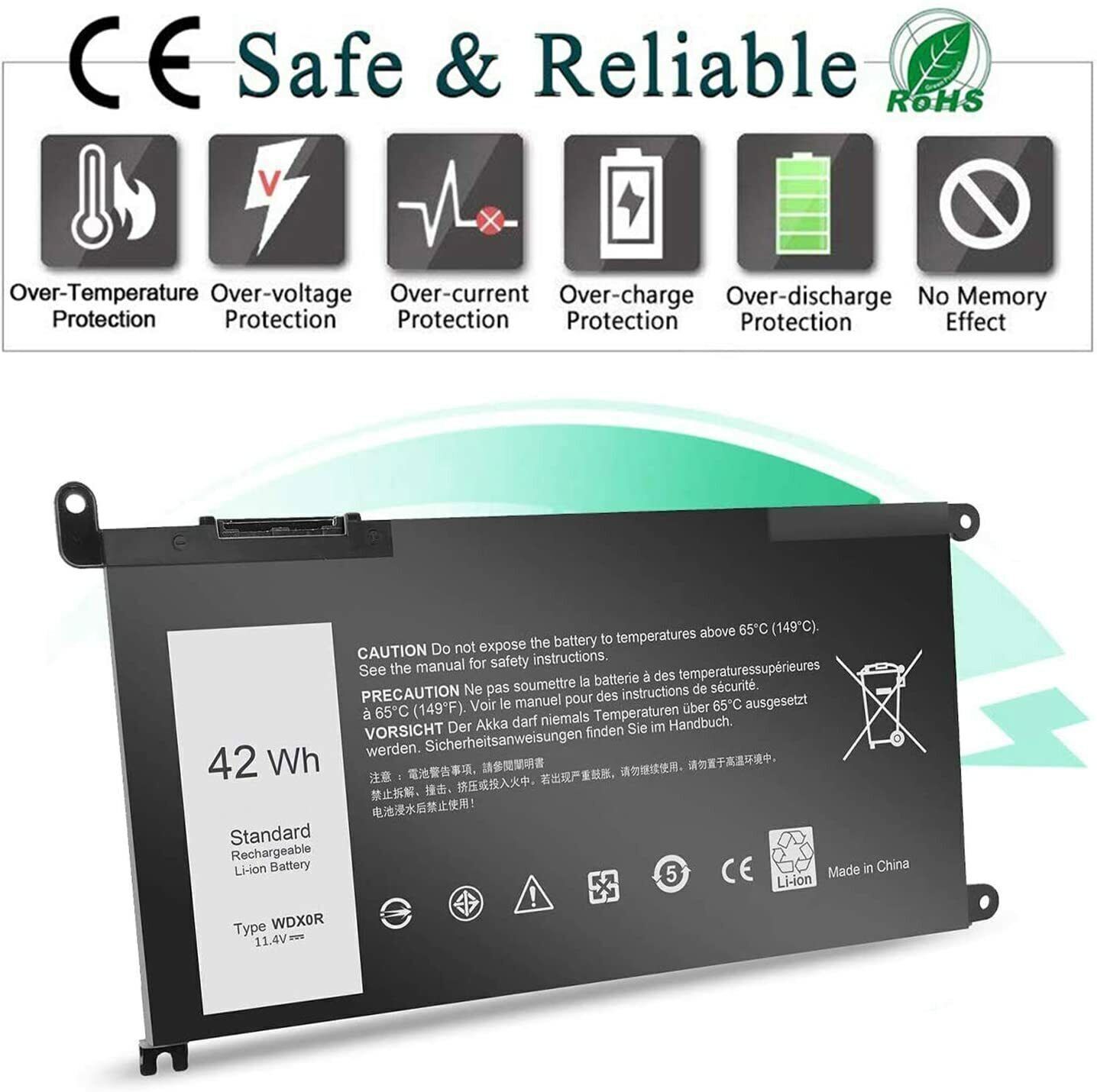 LOT WDX0R Battery For DELL Inspiron 15 5567 5568 5368 7368 7569 7579 WDXOR 42Wh