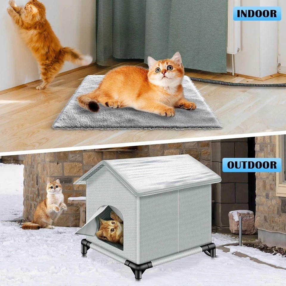 Large Heated Cat House for Outside Winter Insulated Cat Shelter Weatherproof*