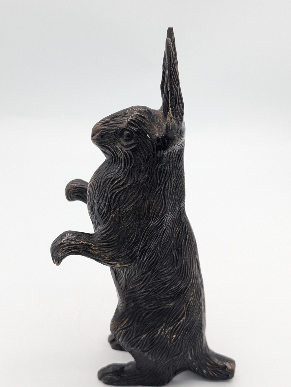 Vintage Bronze Standing Rabbit Hare Doorstop Figurine Sculpture Heavy Bronze Art