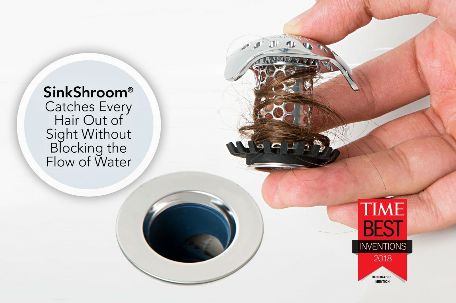 SinkShroom® Ultra Stainless Steel Hair Catcher Drain Protector by TubShroom