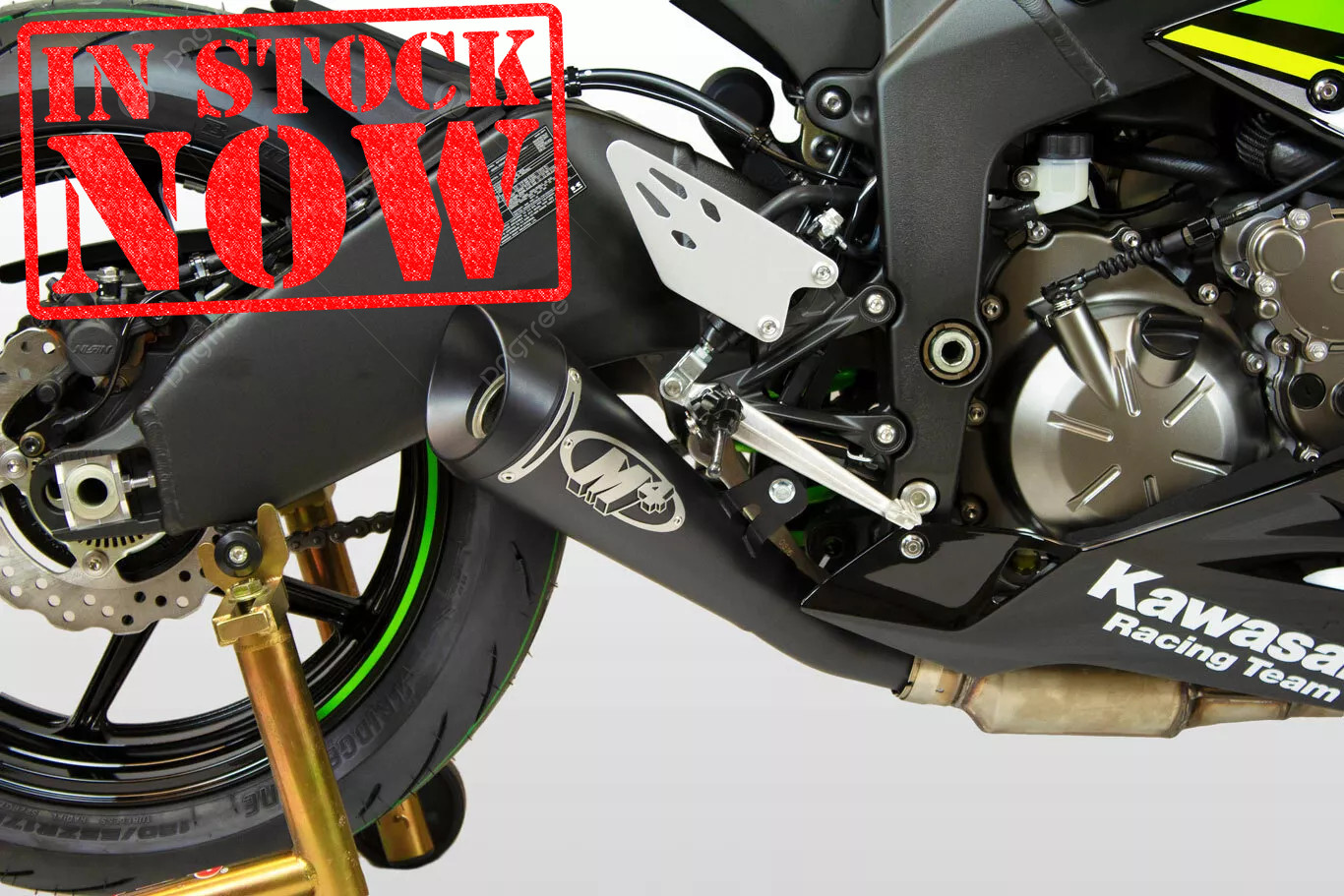 M4 Exhaust Kawasaki ZX6R 2009 to 2025 BLACK GP19 Slip On Muffler IN STOCK