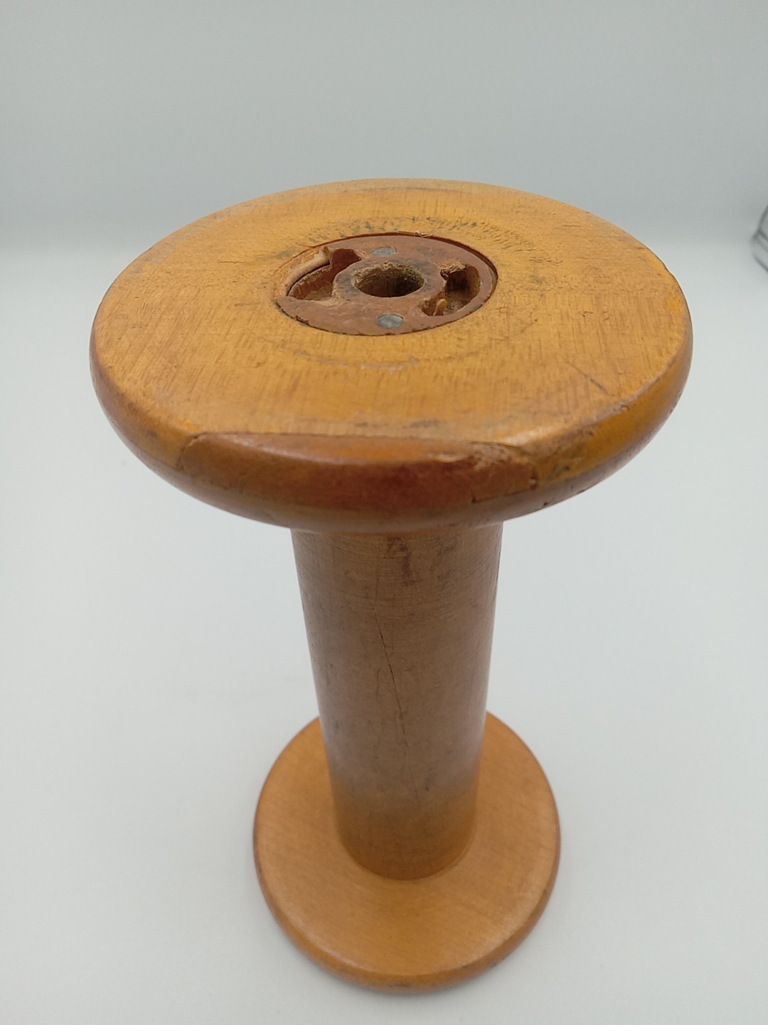 Antique Industrial Wooden Bobbin Spool (7" Height) (3.5" Diameter)