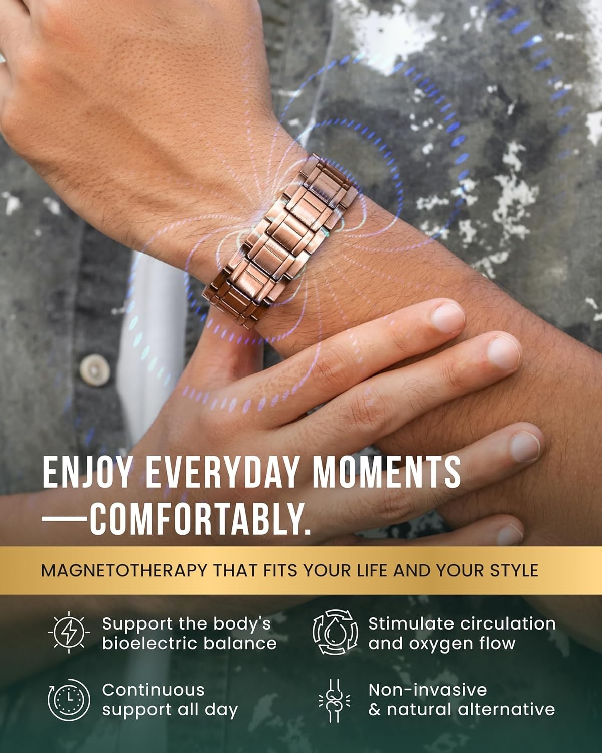 MagnetRX® 3X Strength Copper Bracelet for Men with Magnets Over Clasp and Adjust