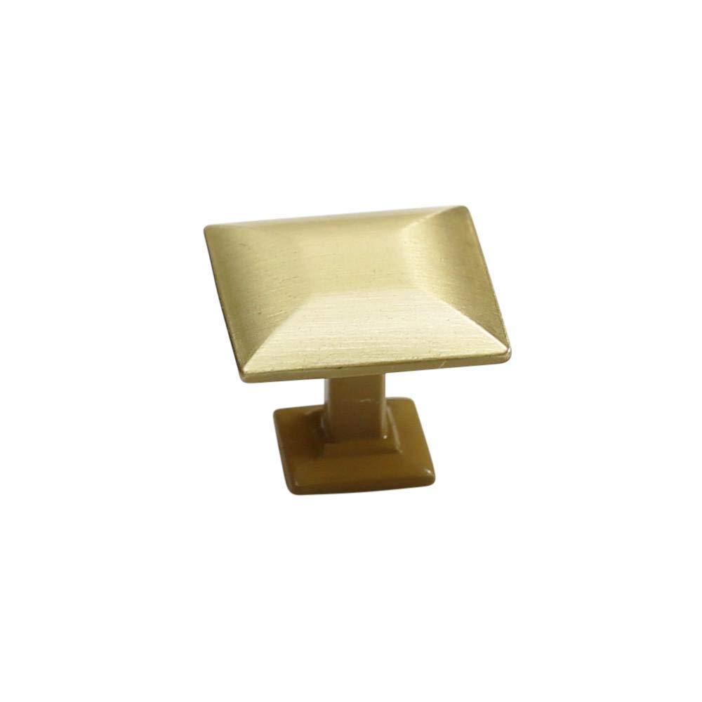 Satin Brass Cabinet Hardware Square 1.16" Modern Basic Knob Modern Gold Vibrant