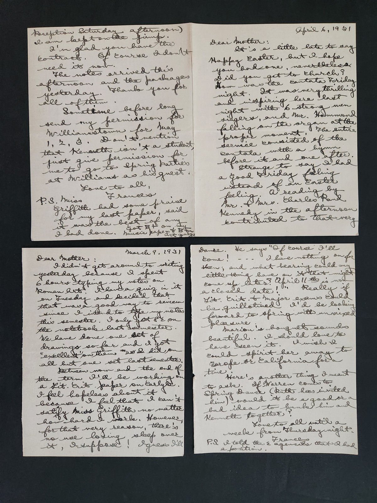 1920s antique LETTER LOT mineola ny FRANCES WHITTY from MOUNT HOLYOKE COLLEGE